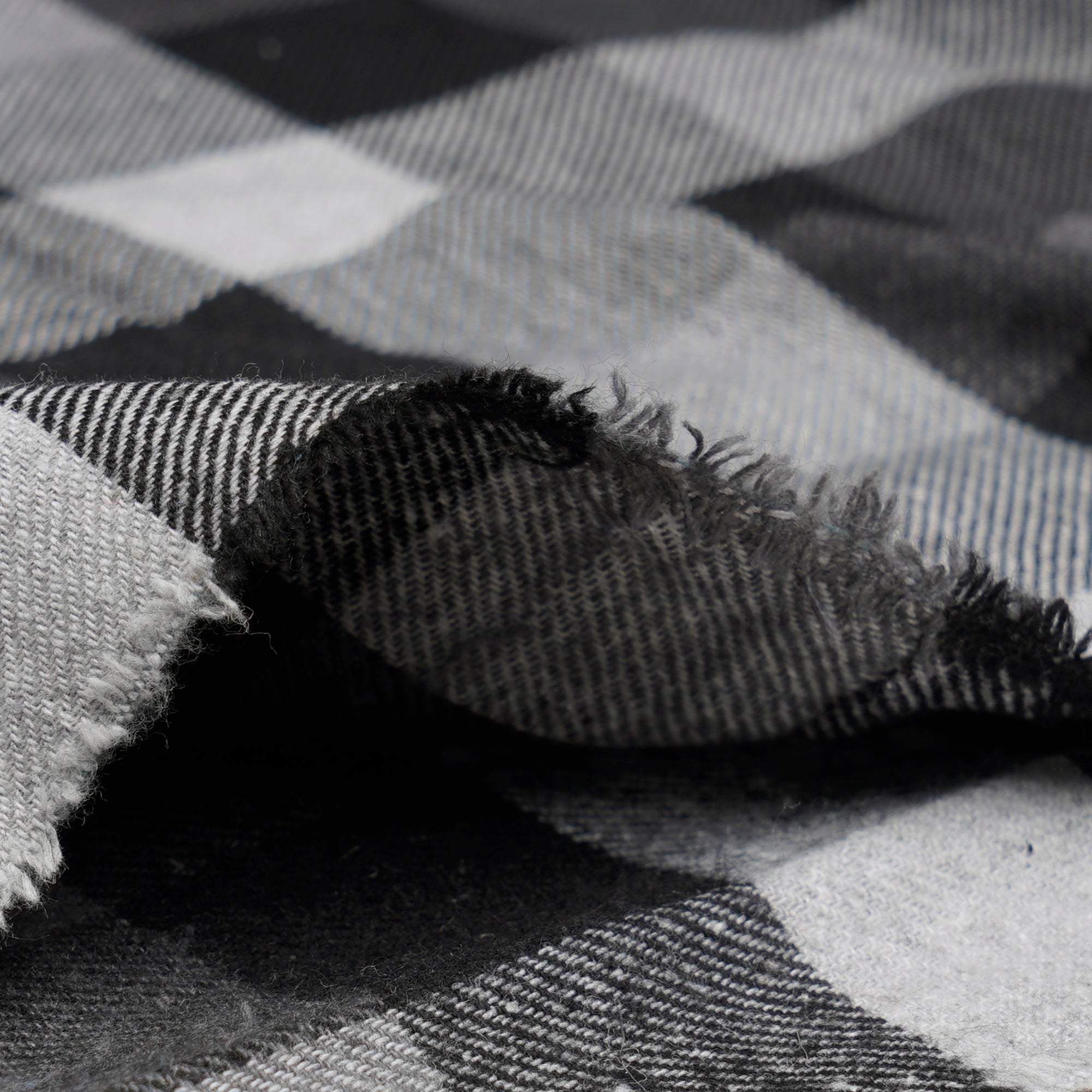 Grey-Black Yarn Dyed Flannel Cotton Check Fabric