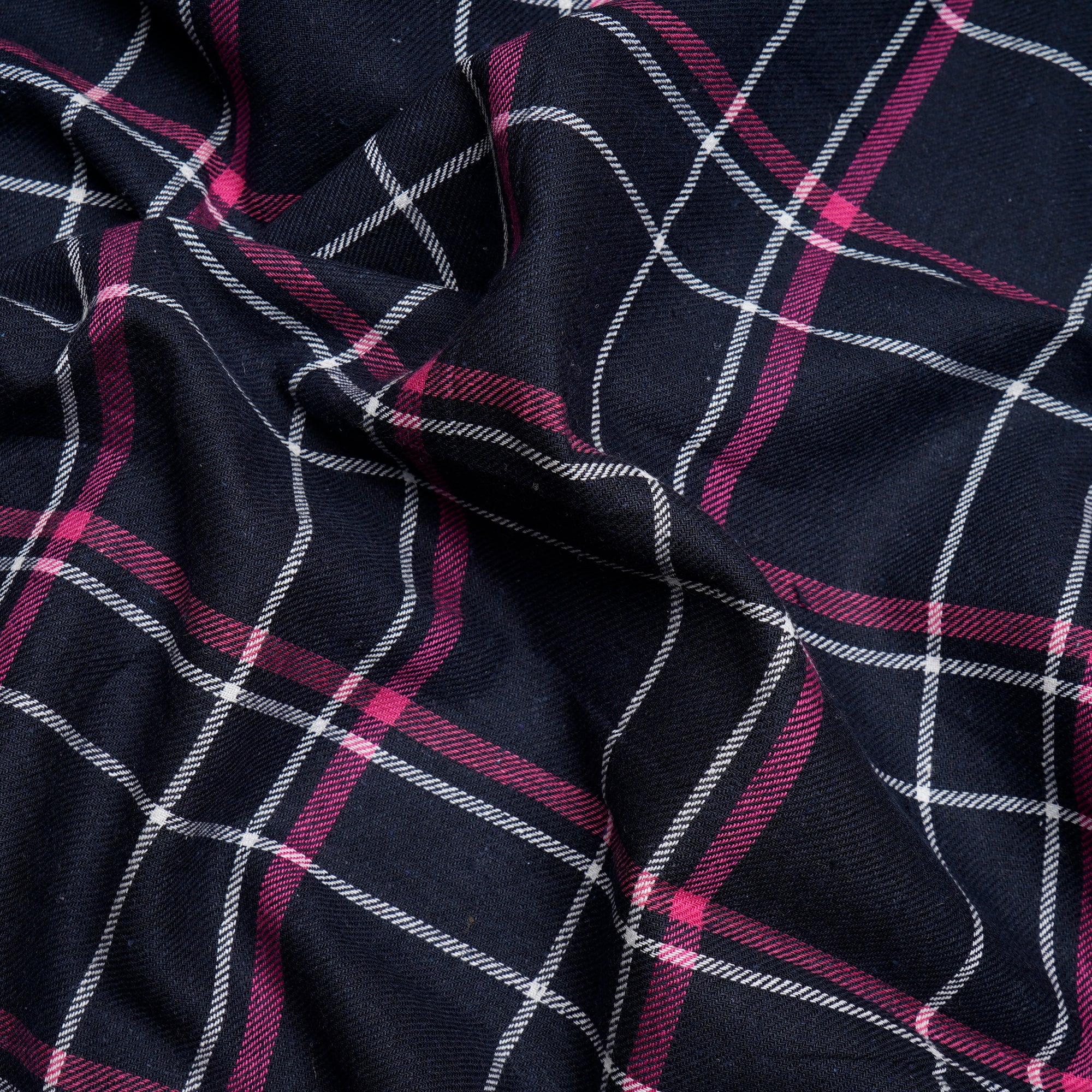 Blue-Pink Yarn Dyed Flannel Cotton Check Fabric