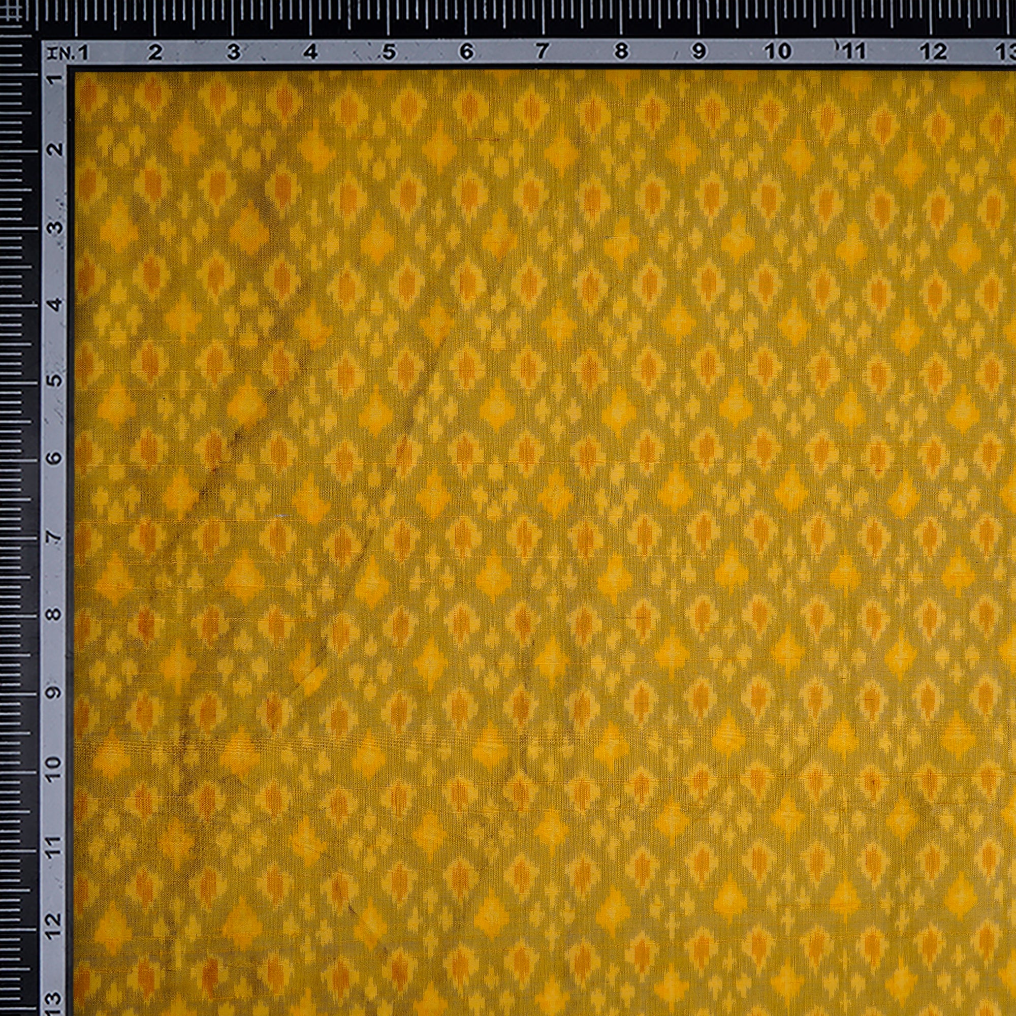 Old Gold Handwoven Pure Dupion Silk Ikat Fabric