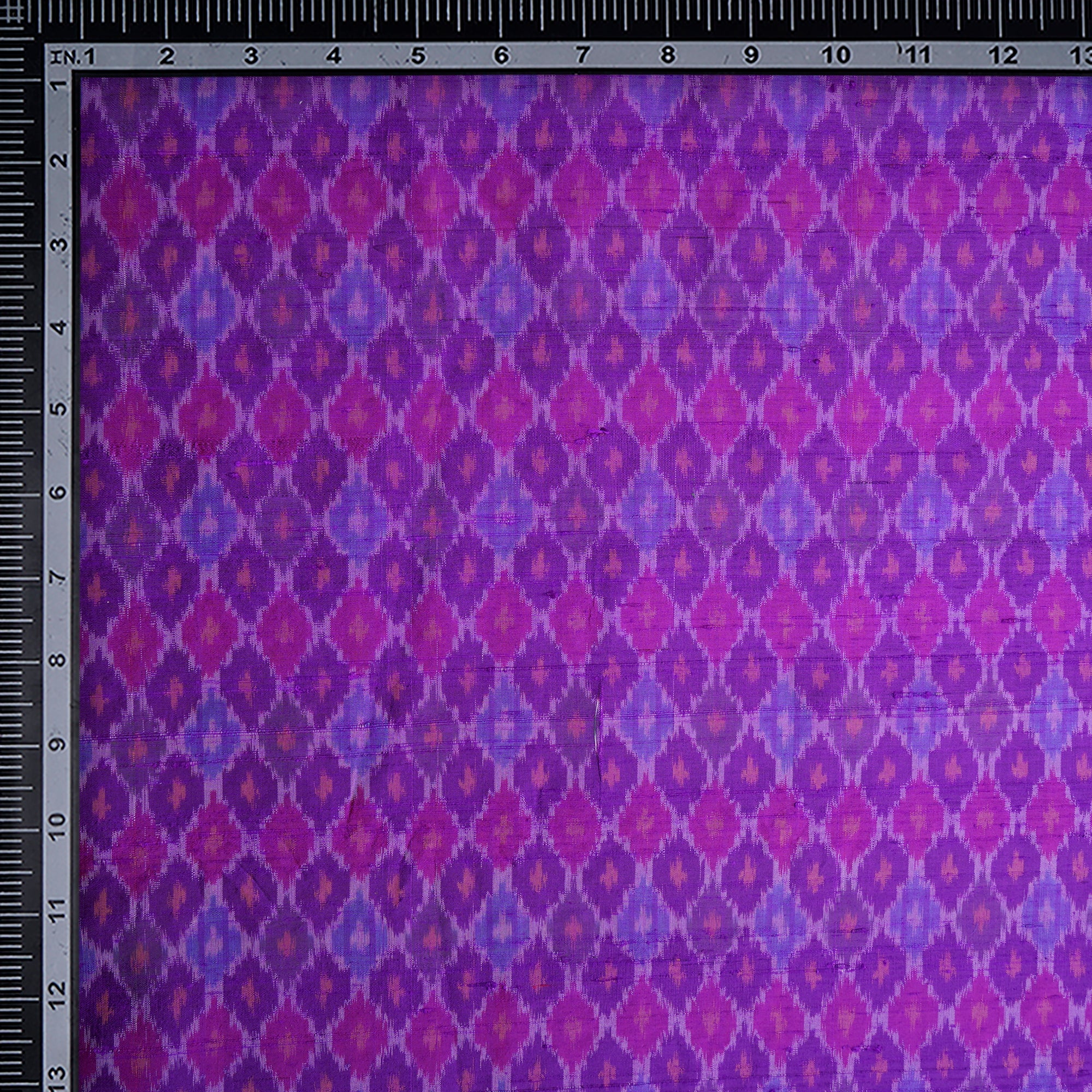 Purple Handwoven Pure Dupion Silk Ikat Fabric