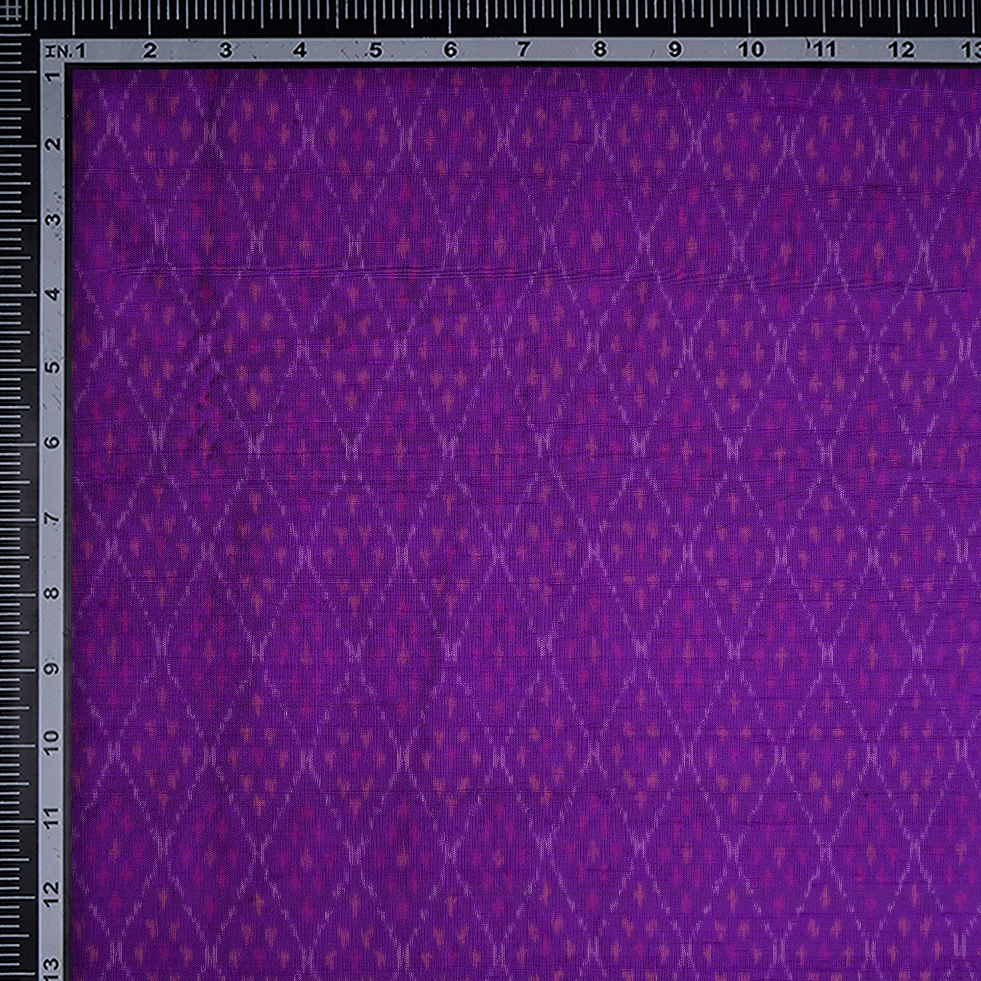 Purple Handwoven Pure Dupion Silk Ikat Fabric