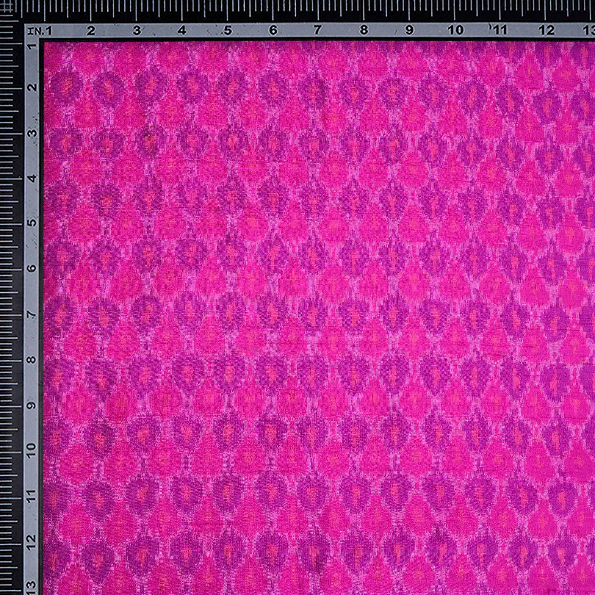 Pink Handwoven Pure Dupion Silk Ikat Fabric