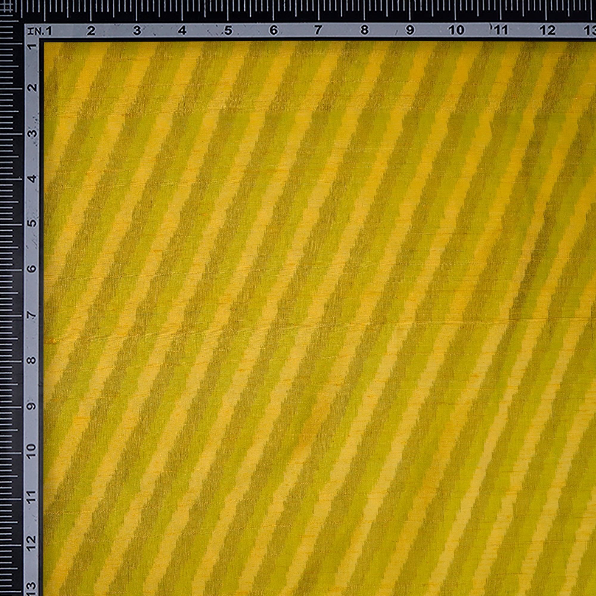 Yellow Handwoven Pure Dupion Silk Ikat Fabric