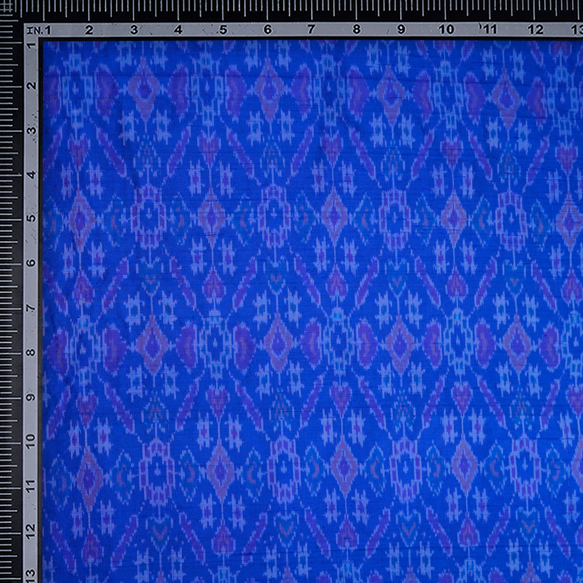 Royal Blue Handwoven Pure Dupion Silk Ikat Fabric