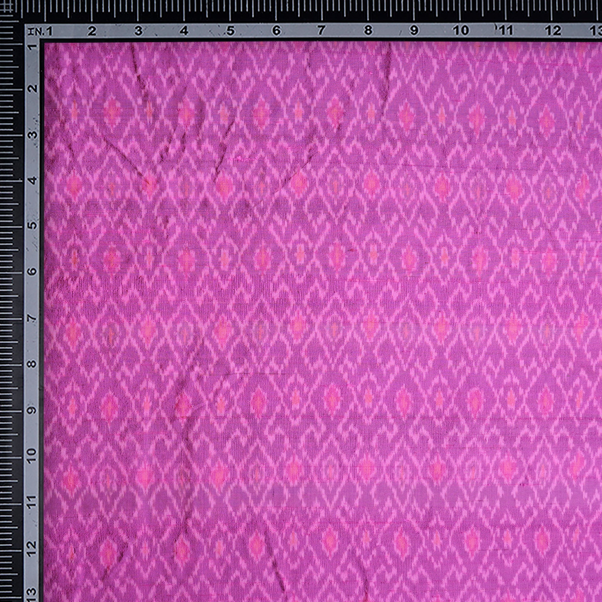 Light Pink Handwoven Pure Dupion Silk Ikat Fabric