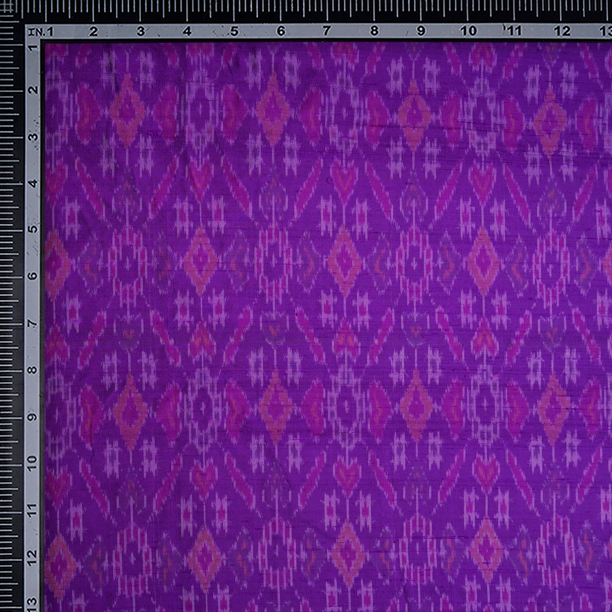 Purple Handwoven Pure Dupion Silk Ikat Fabric