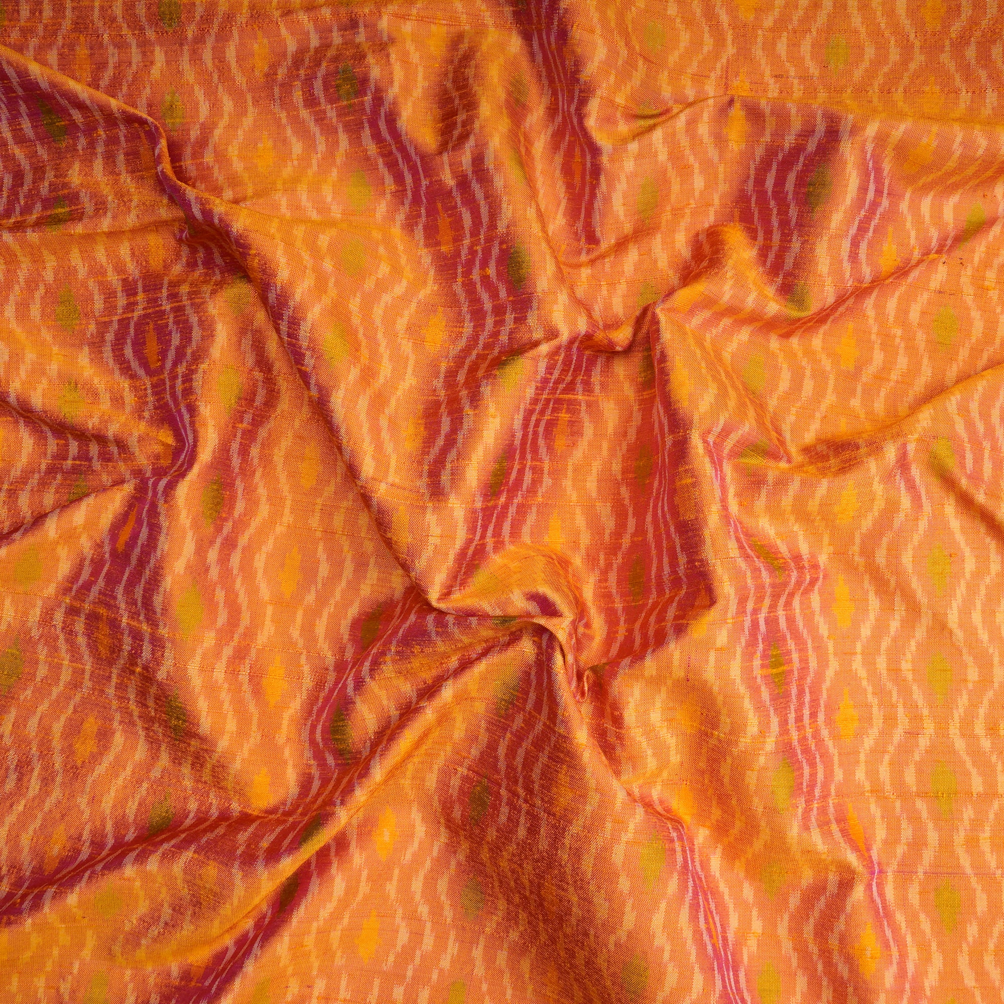 Mustrd Handwoven Pure Dupion Silk Ikat Fabric