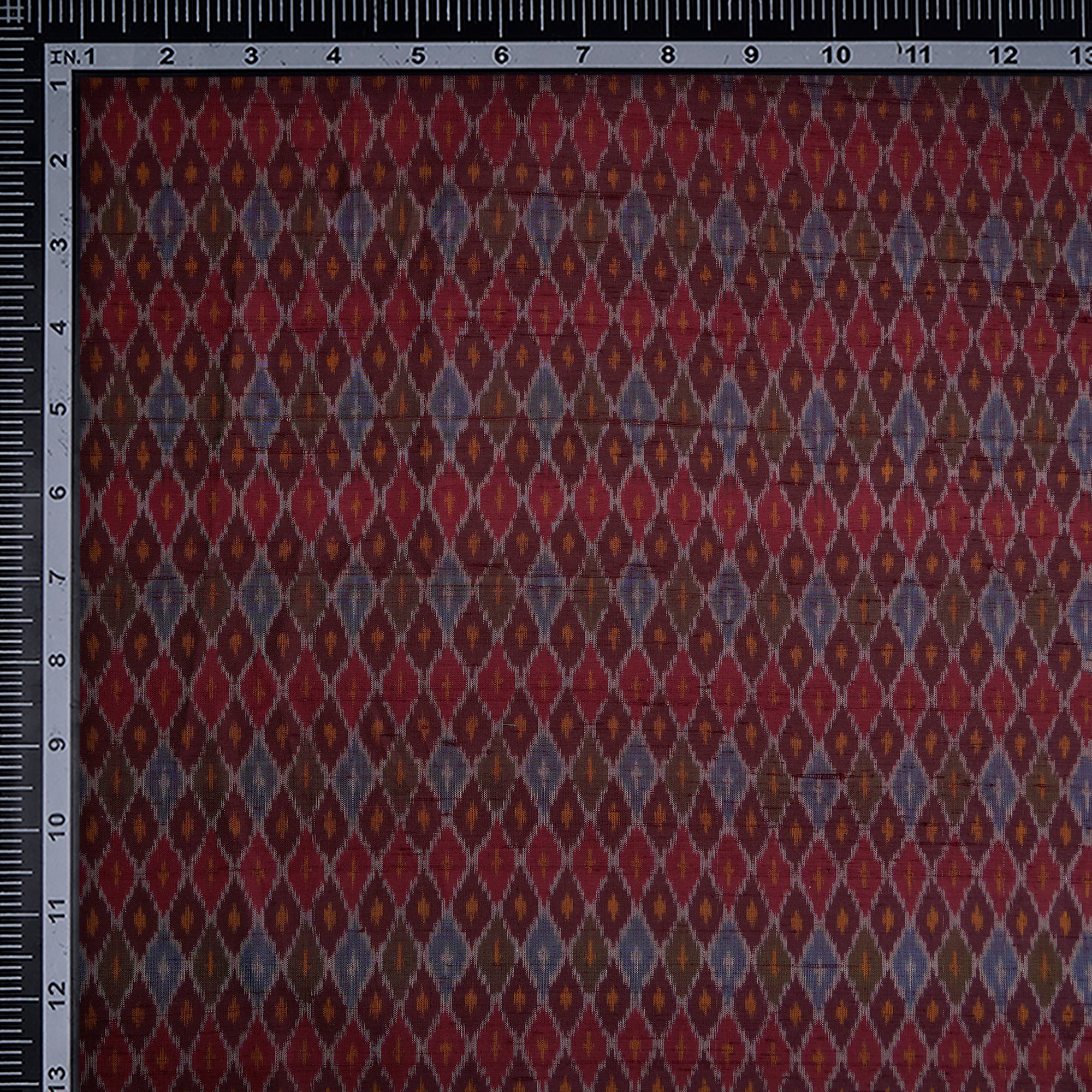 Deep Brown Handwoven Pure Dupion Silk Ikat Fabric