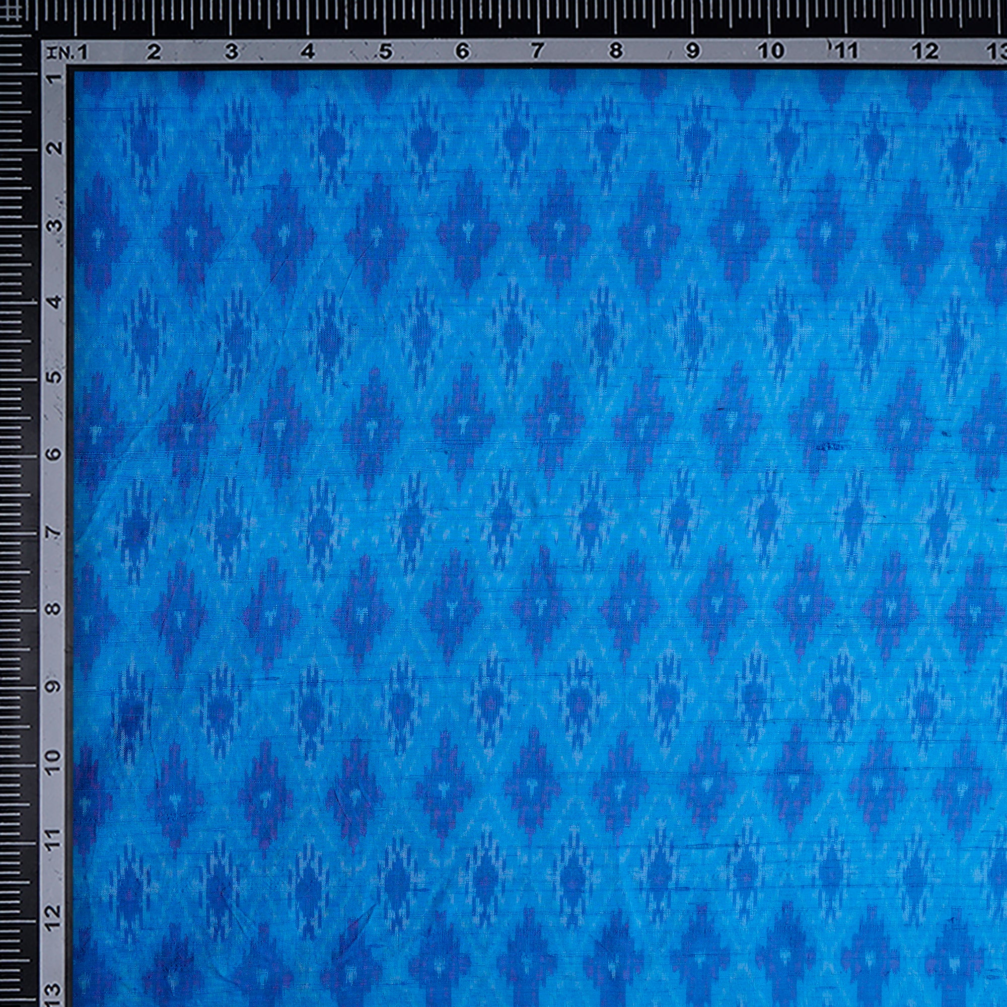 Sky Blue Handwoven Pure Dupion Silk Ikat Fabric