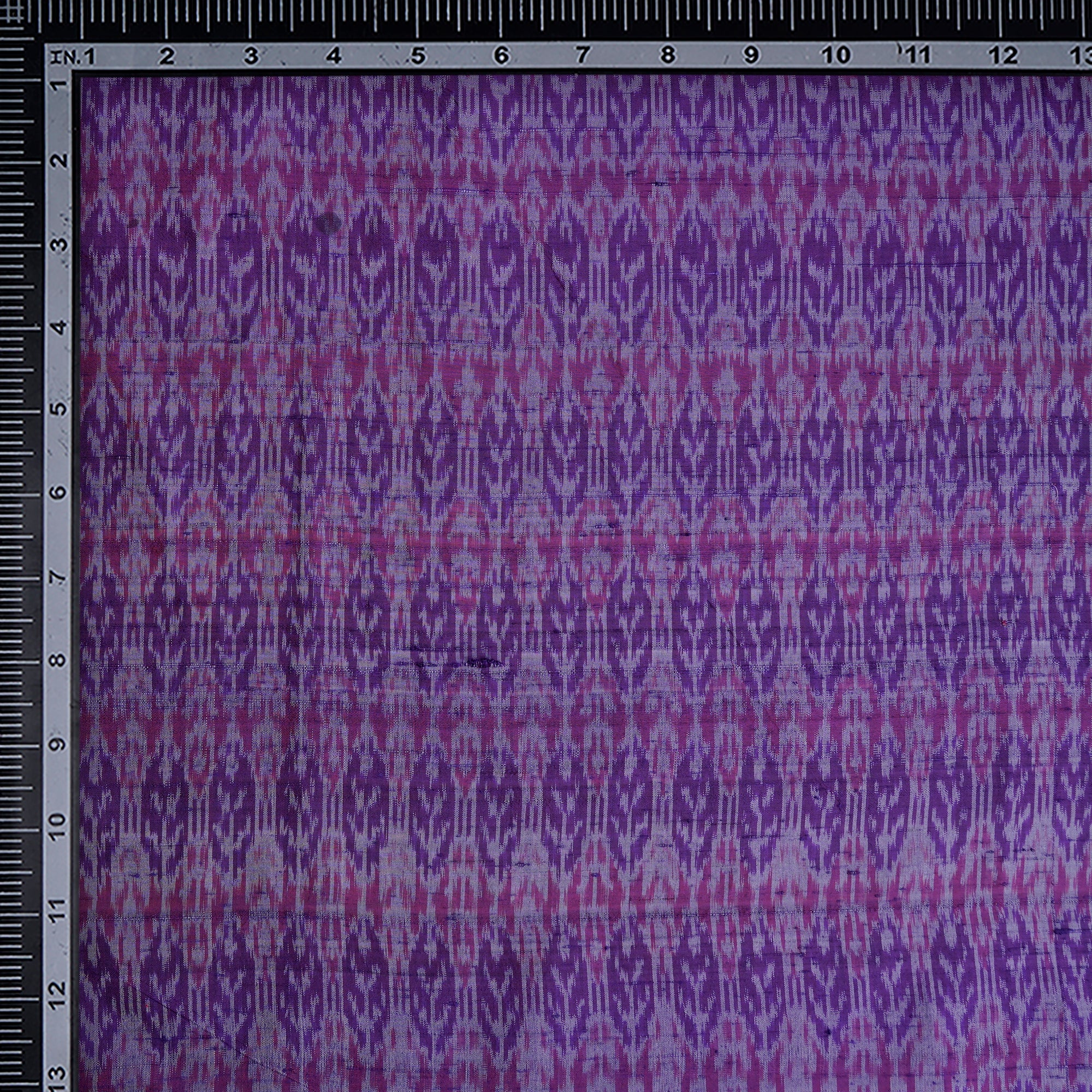 Purple Handwoven Pure Dupion Silk Ikat Fabric