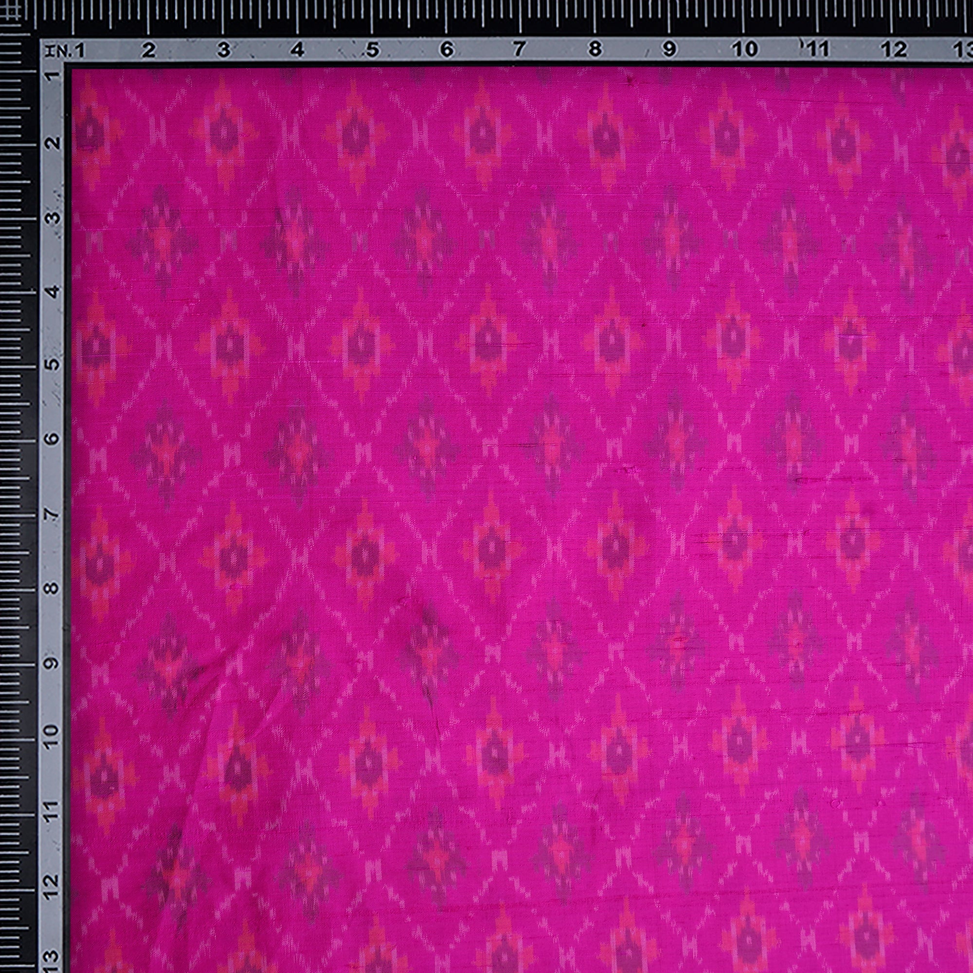 Light Pink Handwoven Pure Dupion Silk Ikat Fabric