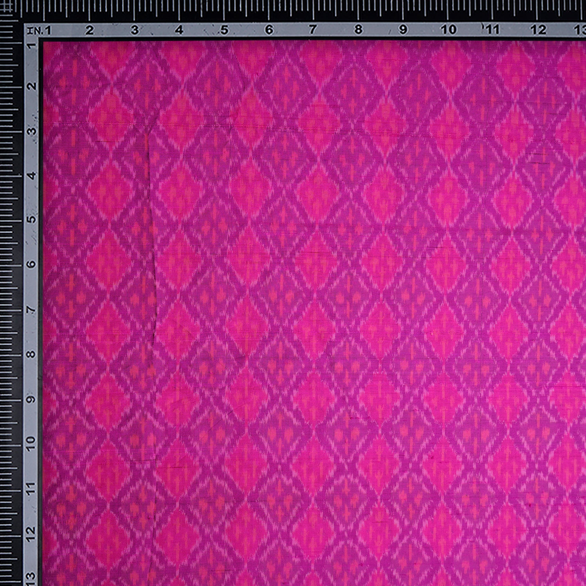 Pink Handwoven Pure Dupion Silk Ikat Fabric