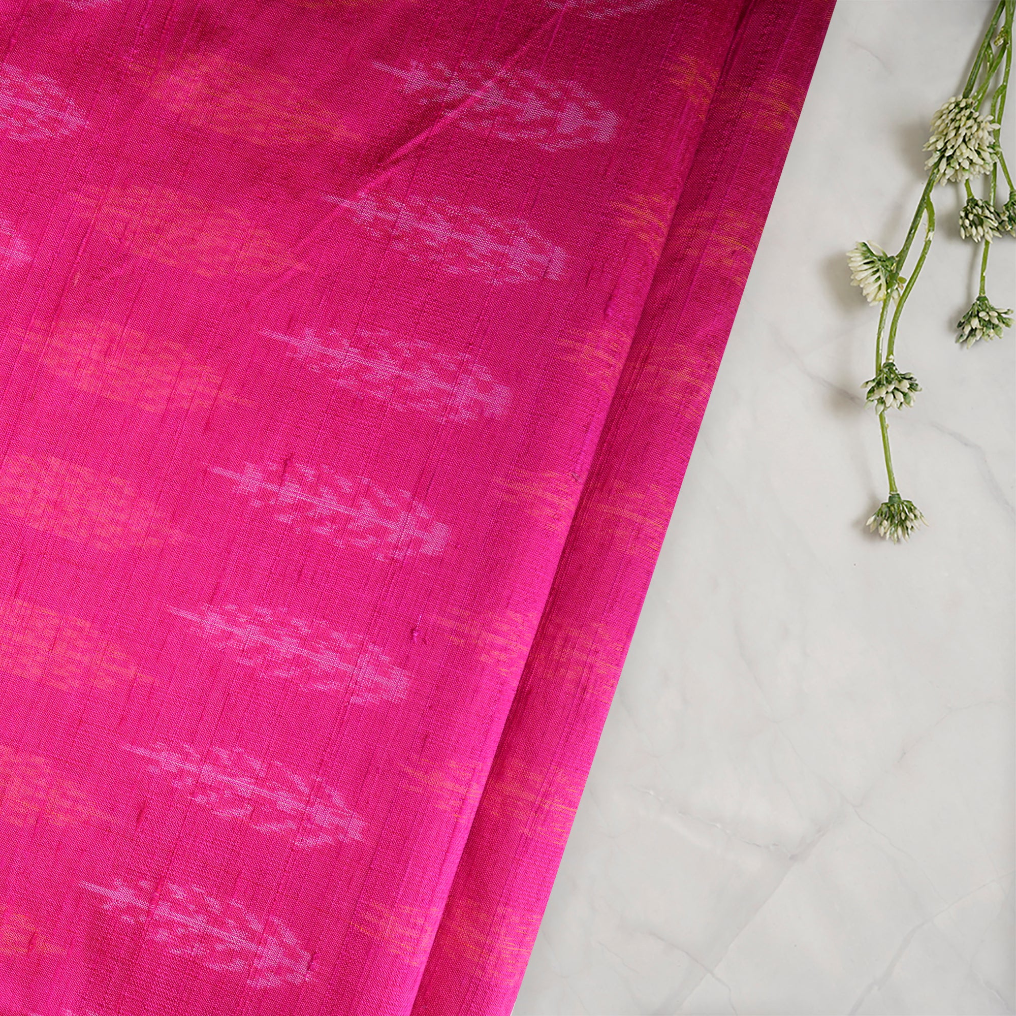 Beetroot Purple Handwoven Pure Dupion Silk Ikat Fabric