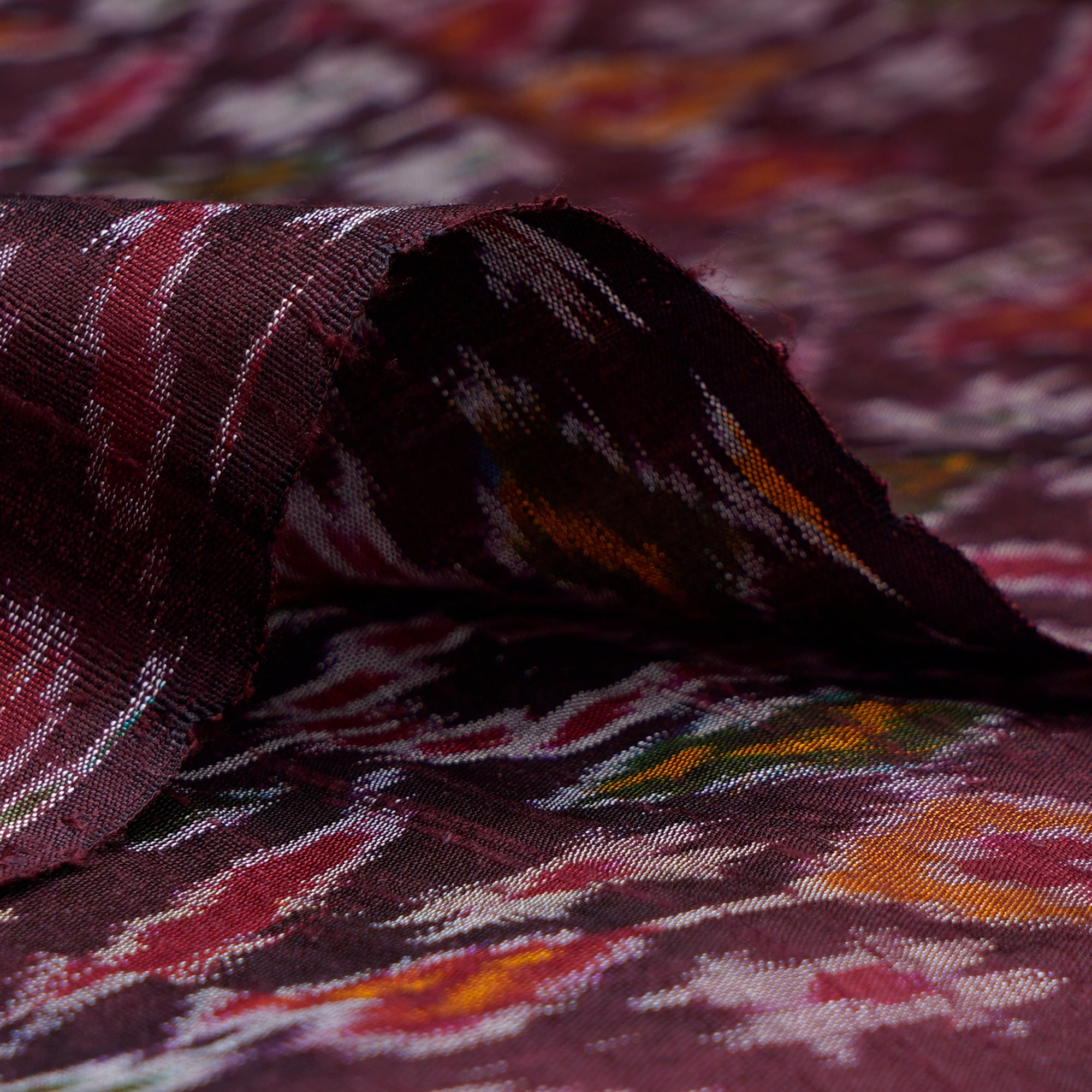 Andorra Handwoven Pure Dupion Silk Ikat Fabric