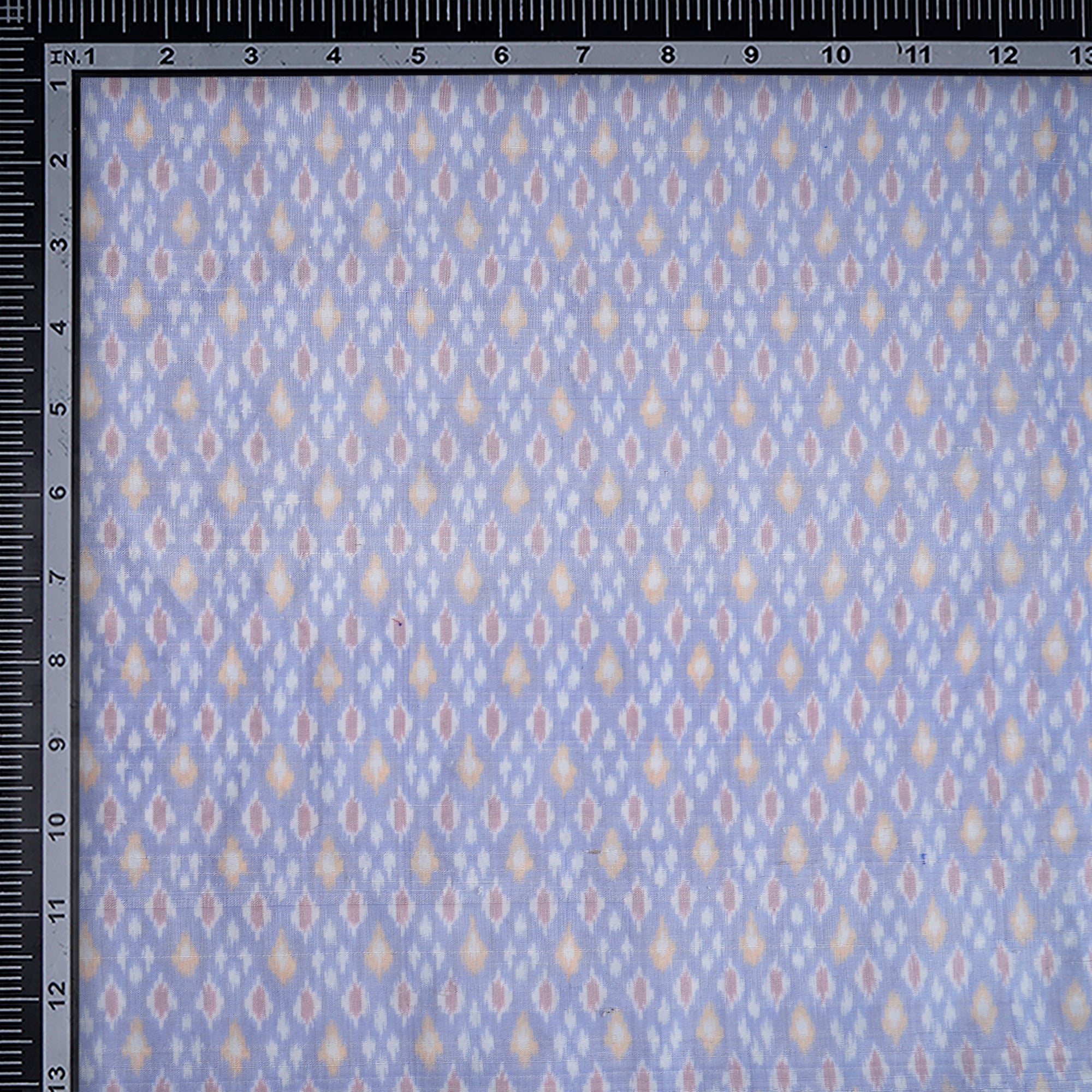 Voilet-White Handwoven Pure Dupion Silk Ikat Fabric