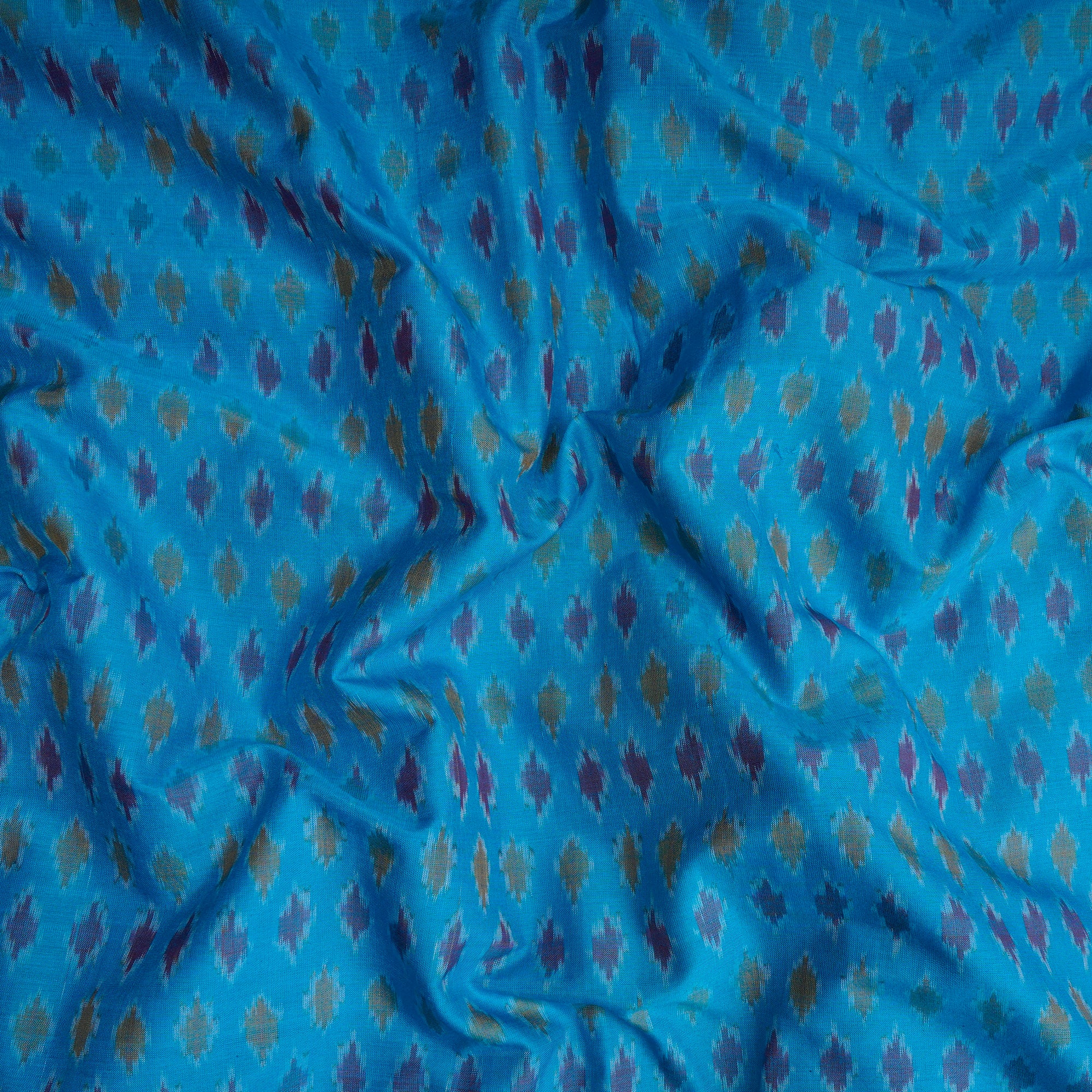 Hawaiian Ocean Handwoven Pure Silk-Cotton (Sico) Ikat Fabric