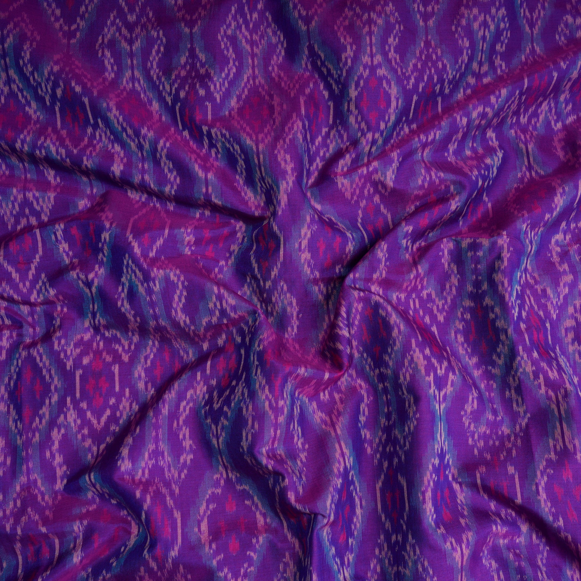 Puple Handwoven Pure Silk-Cotton (Sico) Ikat Fabric