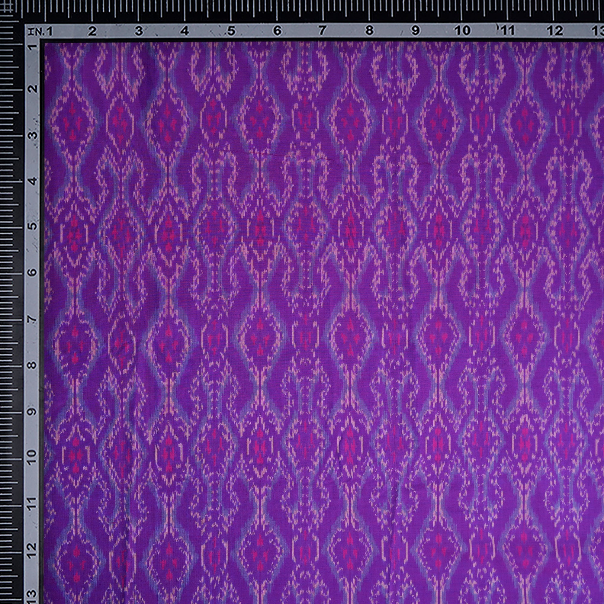 Puple Handwoven Pure Silk-Cotton (Sico) Ikat Fabric