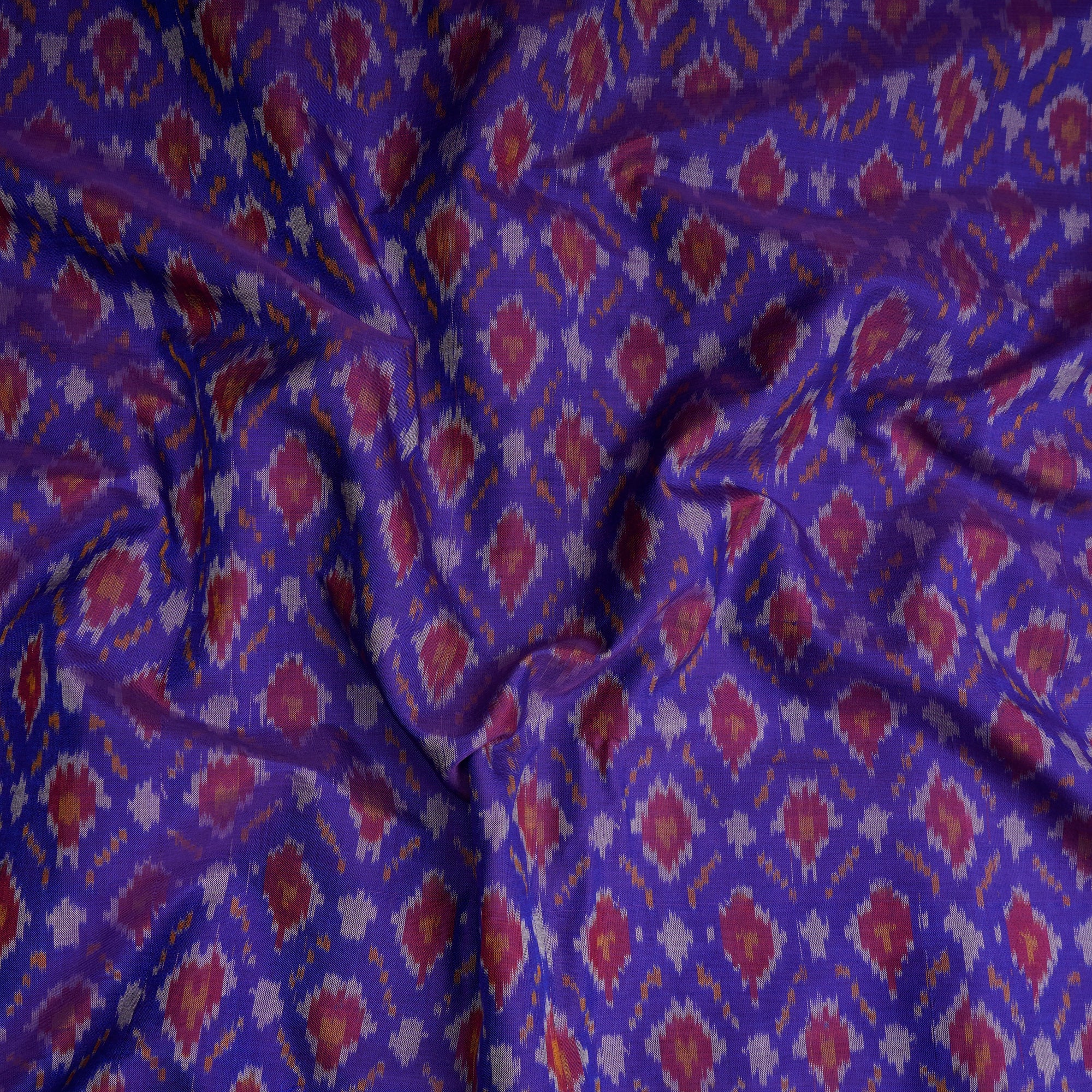 Voilet Handwoven Pure Silk-Cotton (Sico) Ikat Fabric