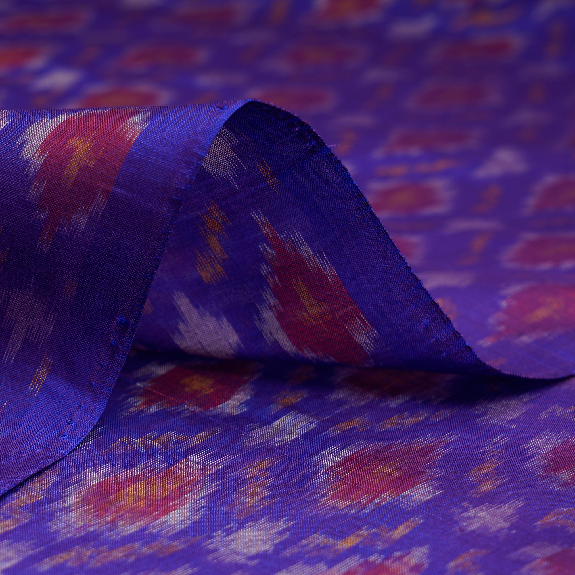 Voilet Handwoven Pure Silk-Cotton (Sico) Ikat Fabric