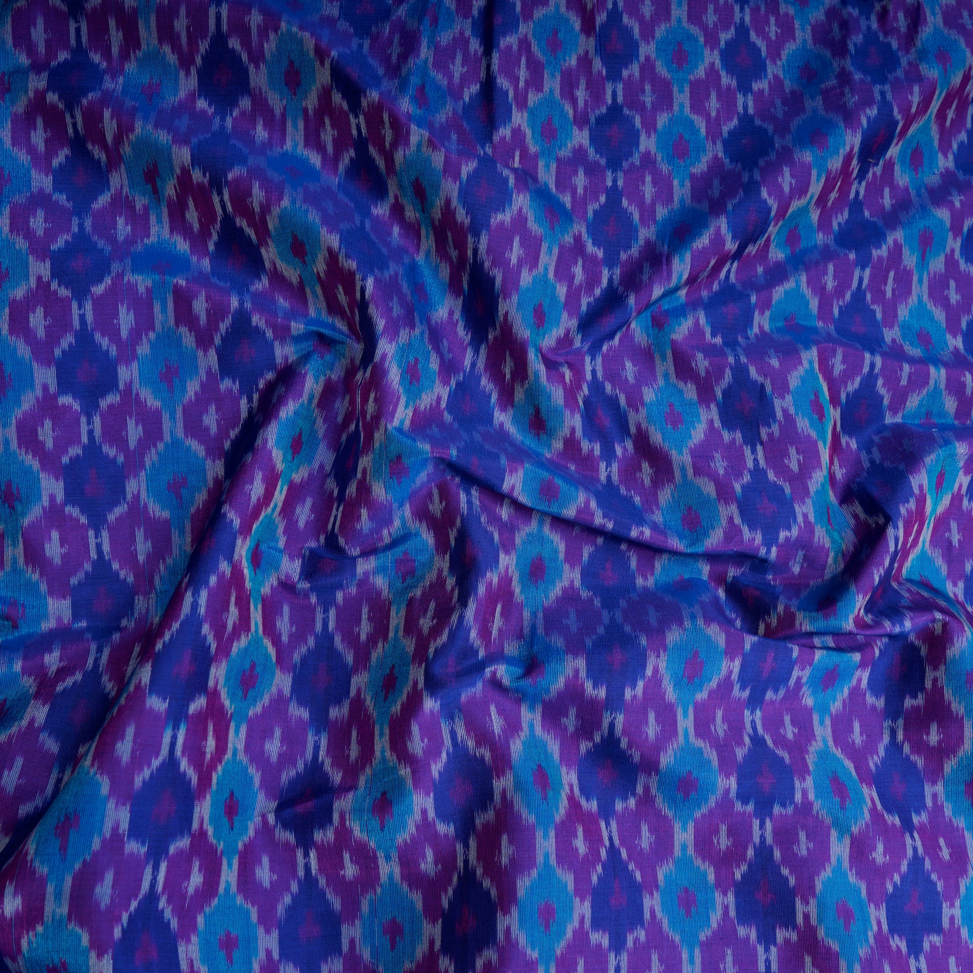 Purple Handwoven Pure Silk-Cotton (Sico) Ikat Fabric