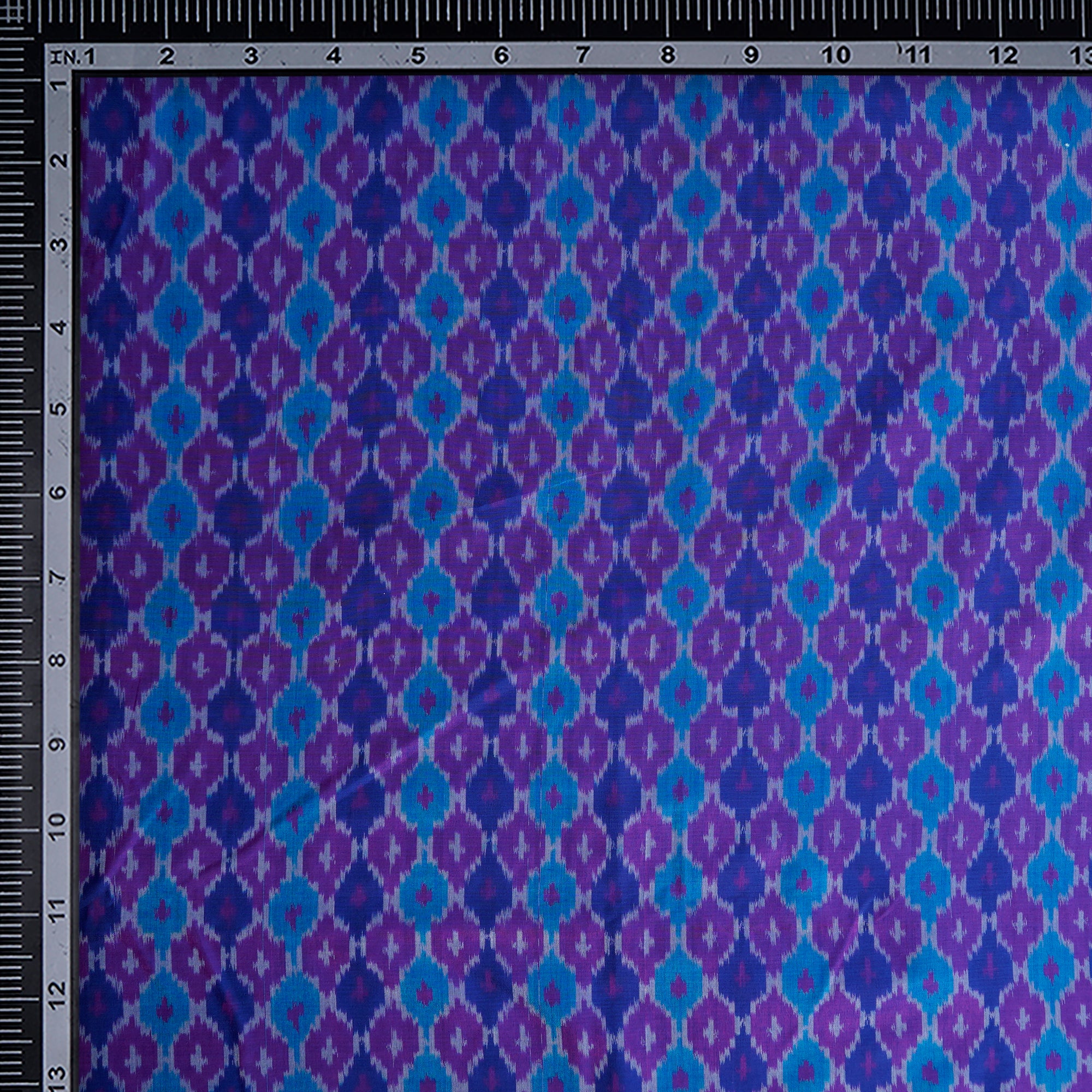 Purple Handwoven Pure Silk-Cotton (Sico) Ikat Fabric