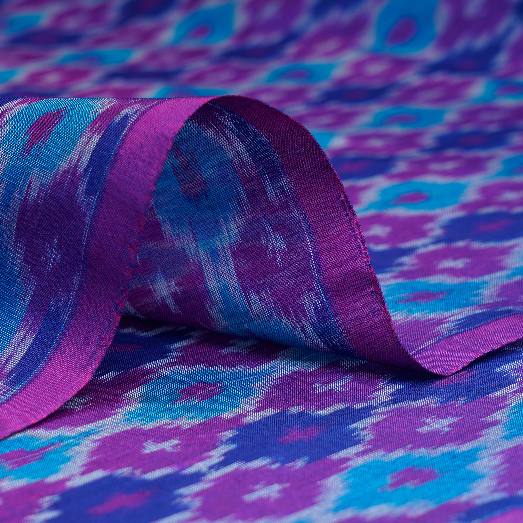 Purple Handwoven Pure Silk-Cotton (Sico) Ikat Fabric