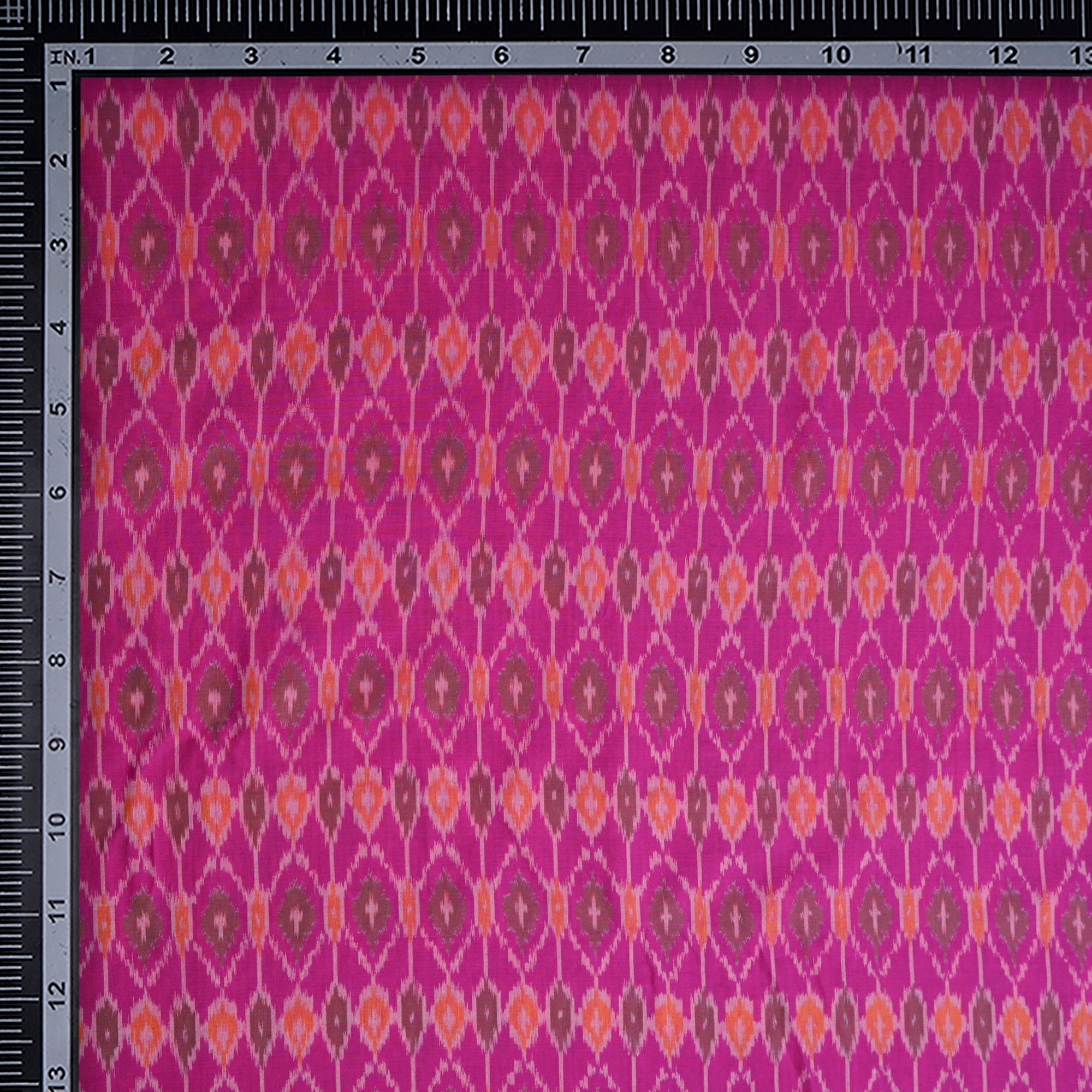 Rani Pink Handwoven Pure Silk-Cotton (Sico) Ikat Fabric