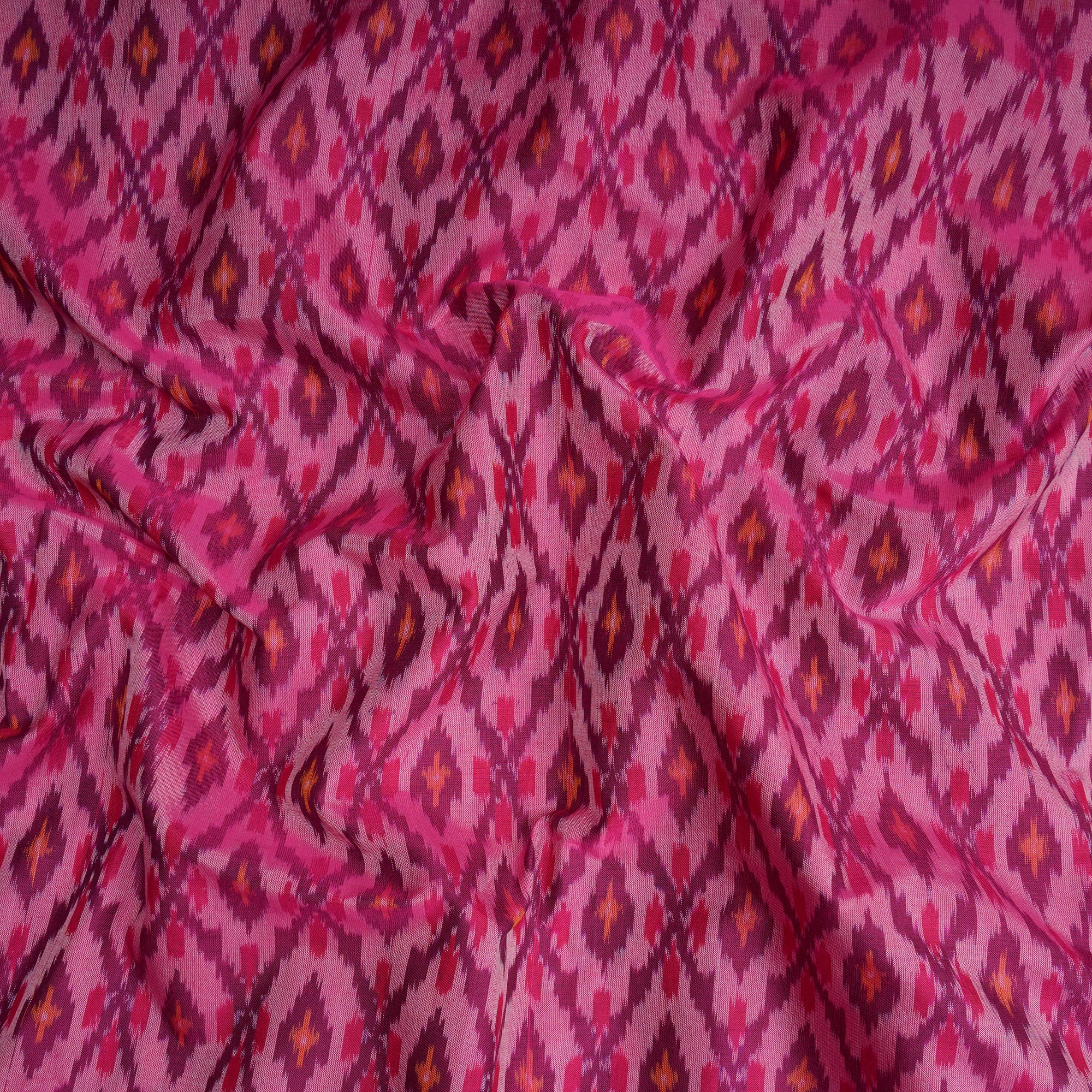 Light Pink Handwoven Pure Silk-Cotton (Sico) Ikat Fabric