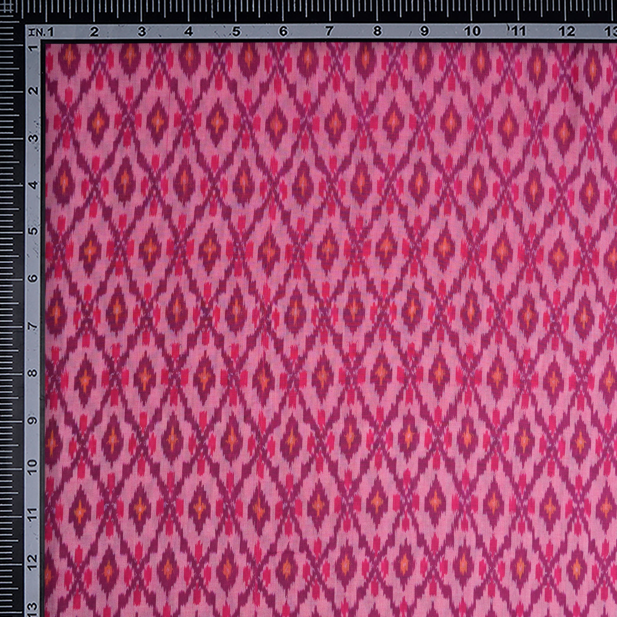 Light Pink Handwoven Pure Silk-Cotton (Sico) Ikat Fabric