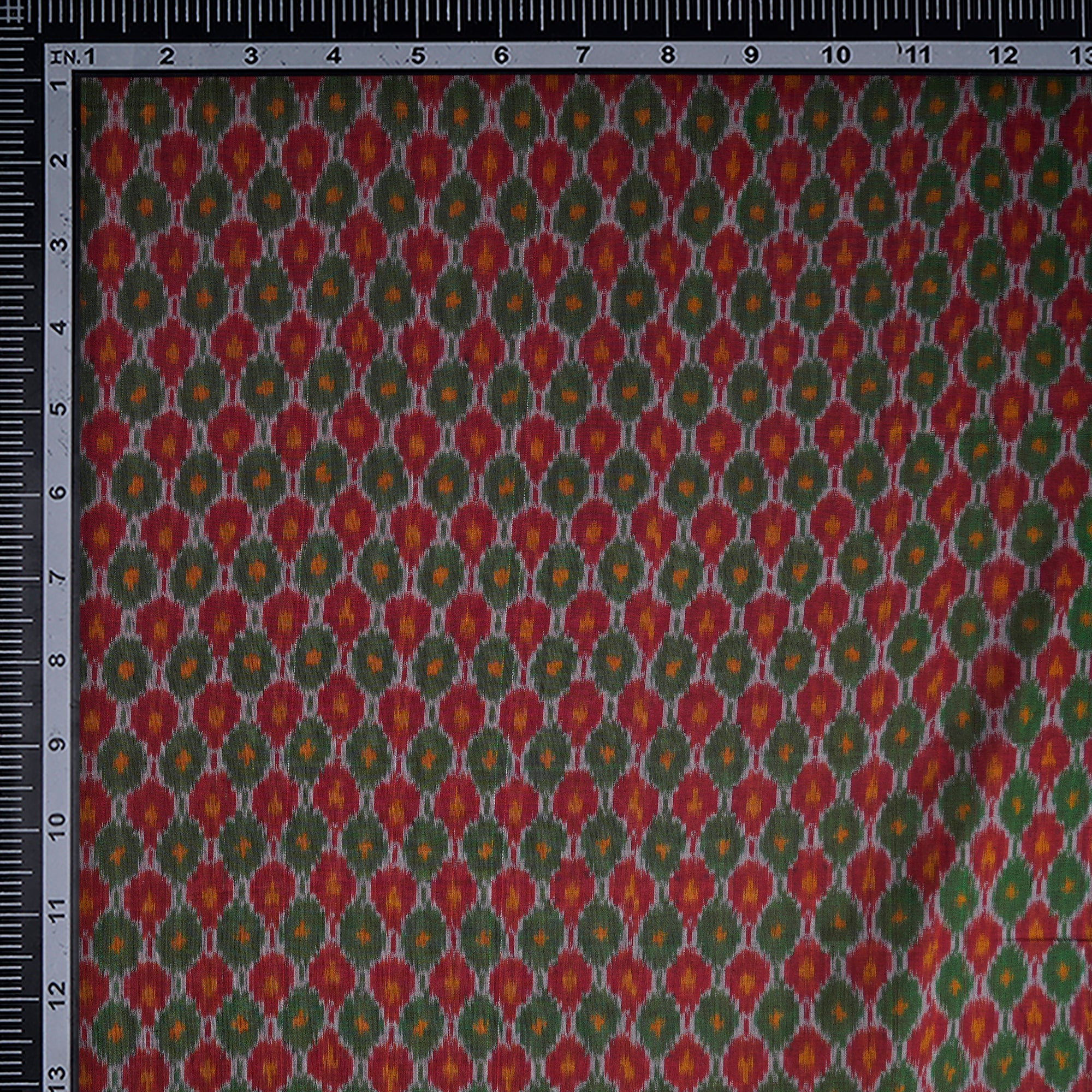 Green Handwoven Pure Silk-Cotton (Sico) Ikat Fabric