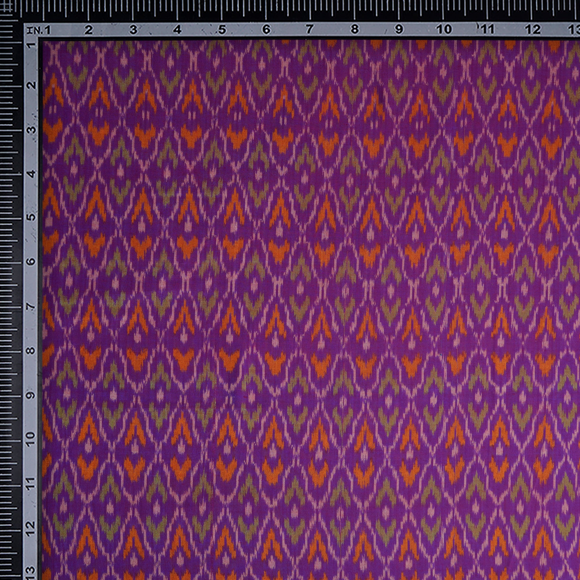 Purple Handwoven Pure Silk-Cotton (Sico) Ikat Fabric