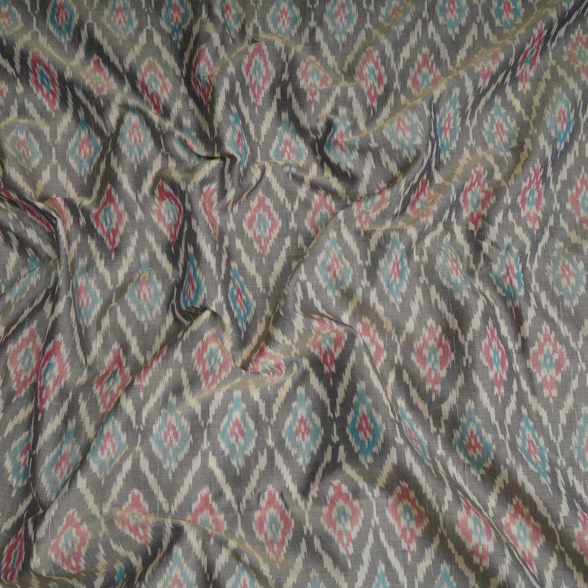 Muli Color Handwoven Pure Silk-Cotton (Sico) Ikat Fabric