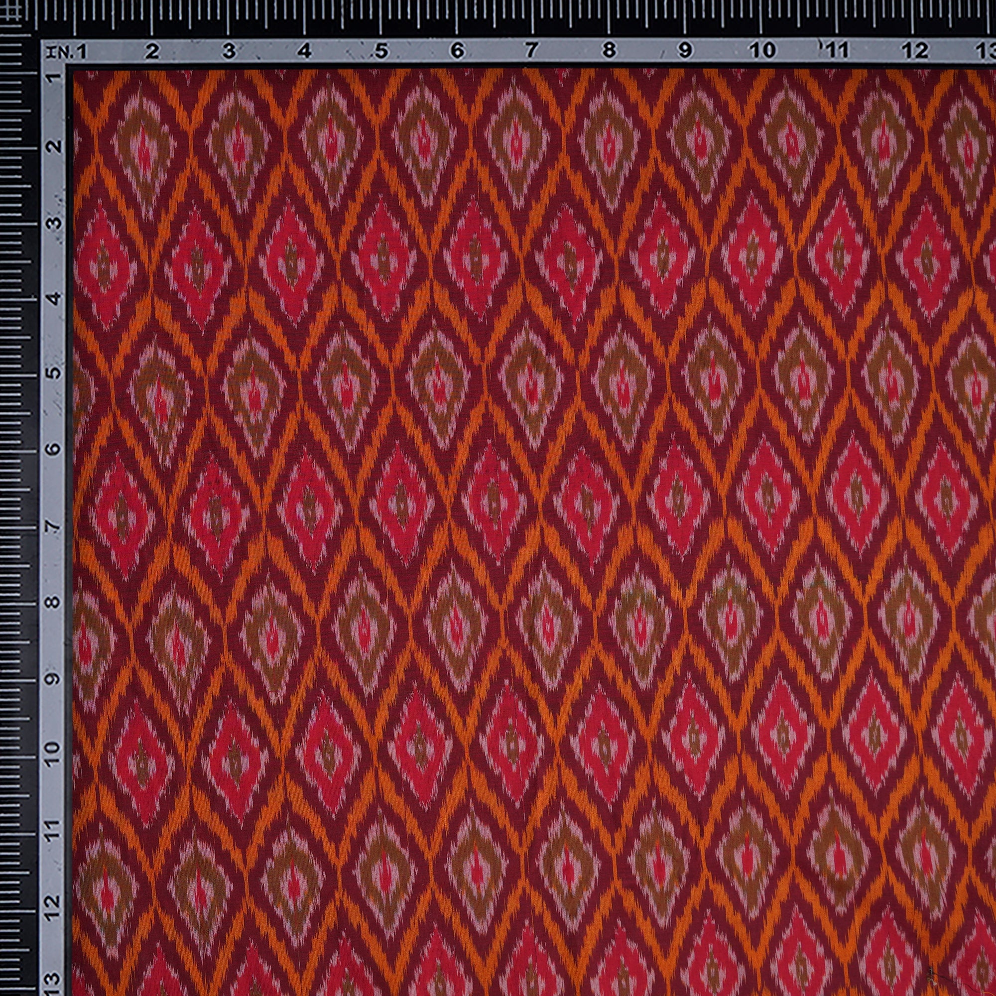 Deep Brown Handwoven Pure Silk-Cotton (Sico) Ikat Fabric