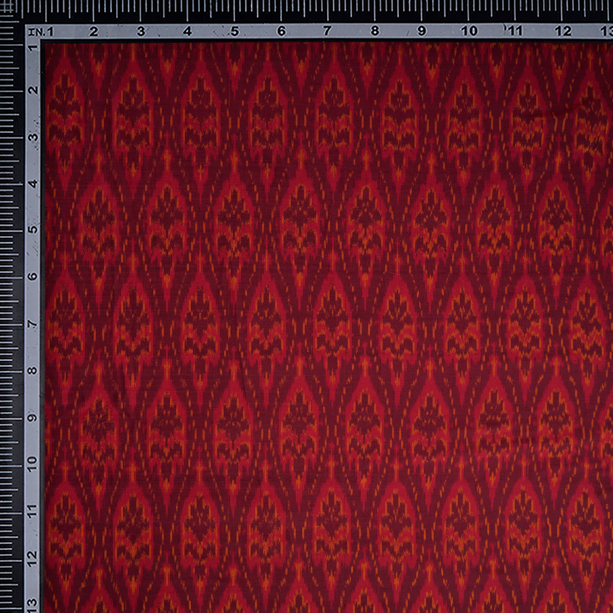 Maroon Handwoven Pure Silk-Cotton (Sico) Ikat Fabric