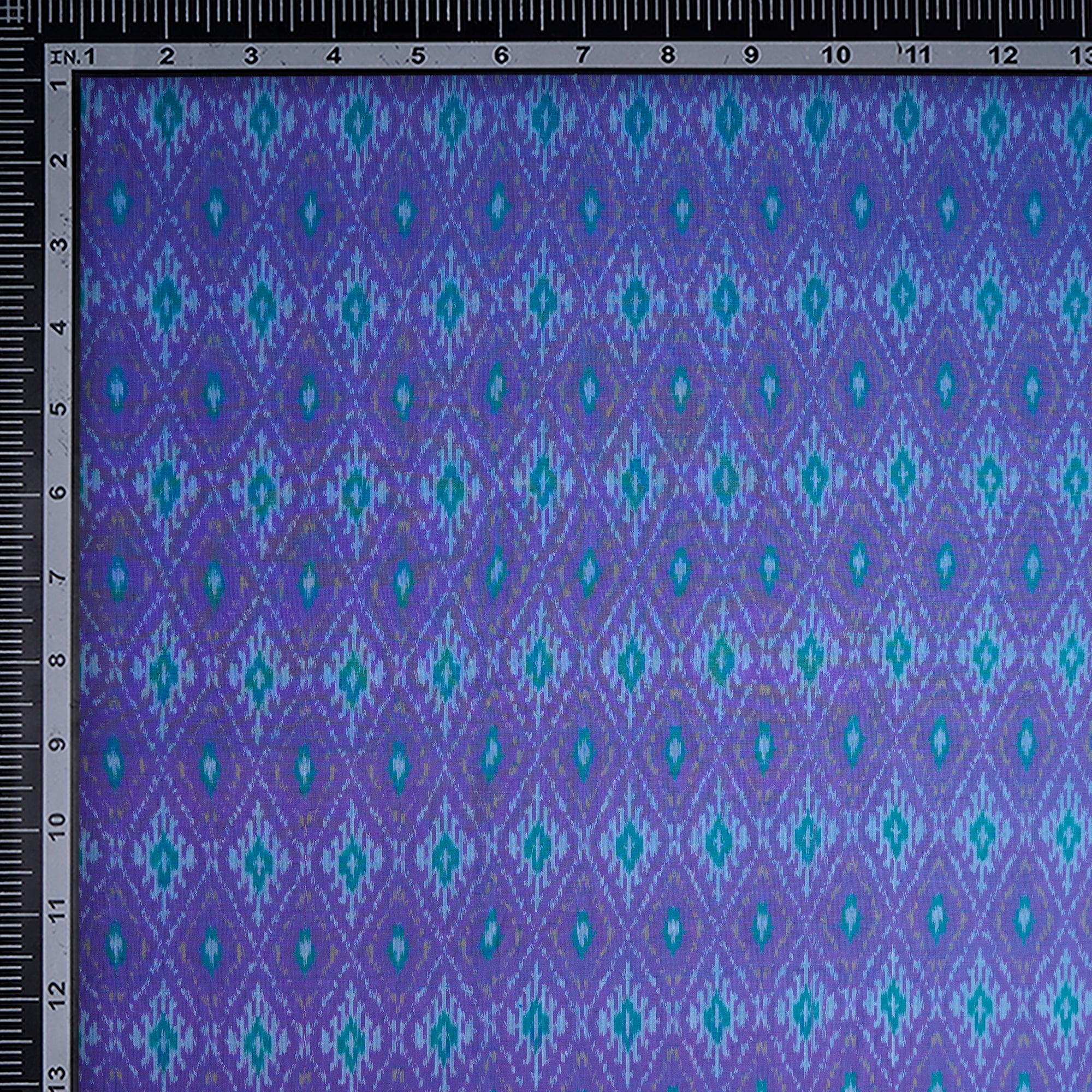 Blue Handwoven Pure Silk-Cotton (Sico) Ikat Fabric