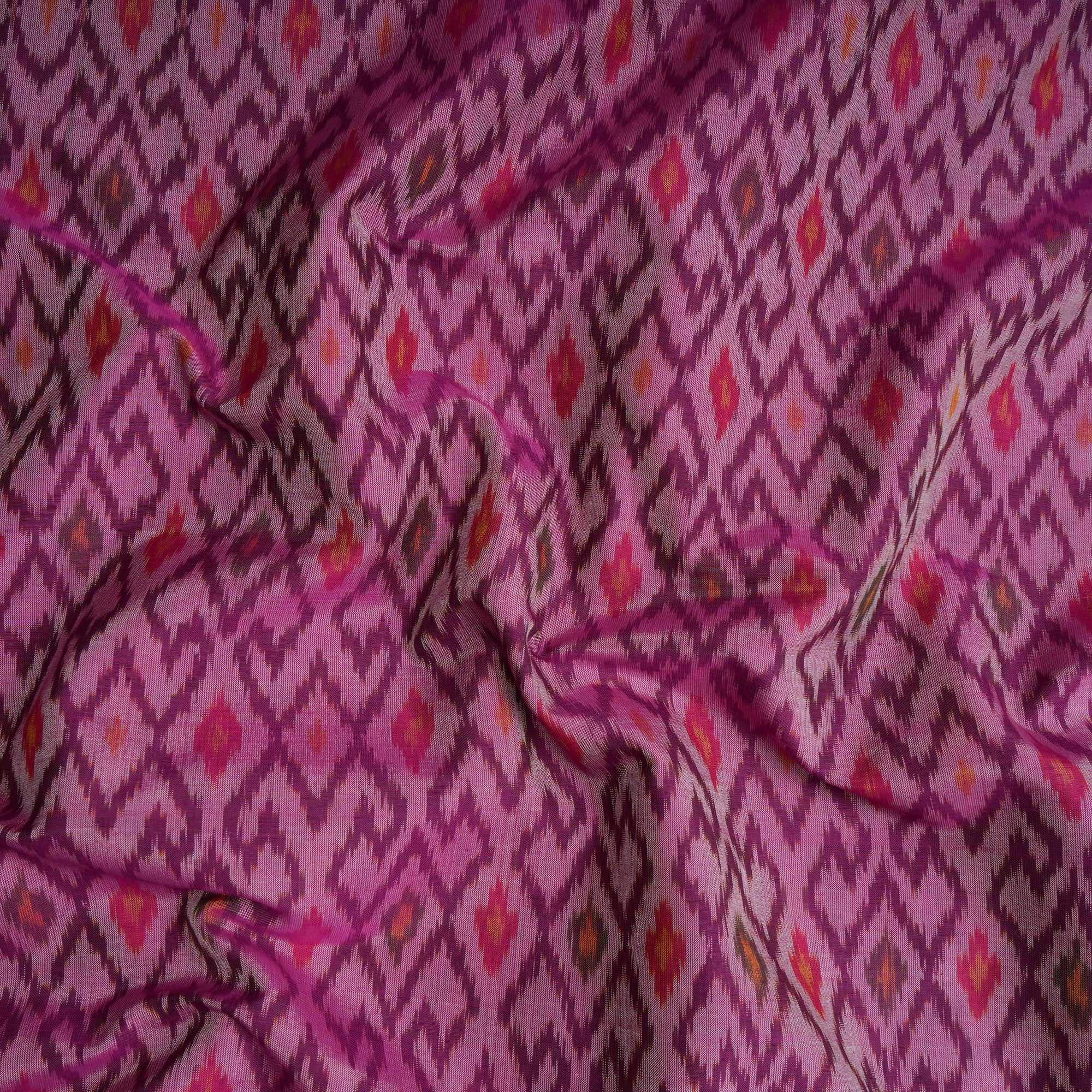 Purple Handwoven Pure Silk-Cotton (Sico) Ikat Fabric