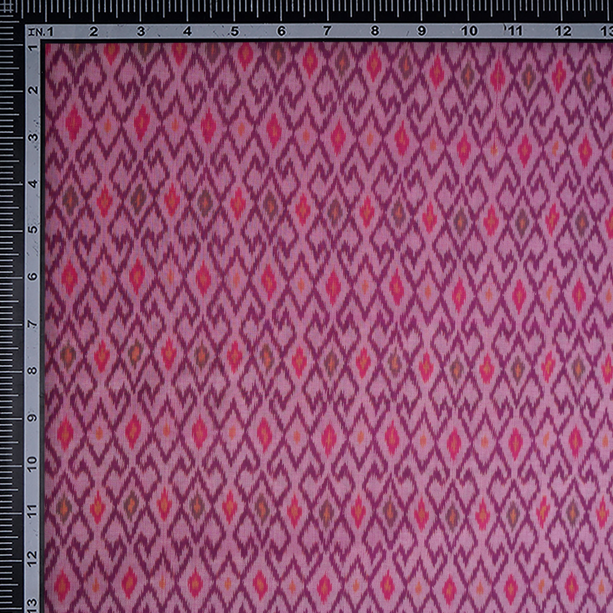 Purple Handwoven Pure Silk-Cotton (Sico) Ikat Fabric