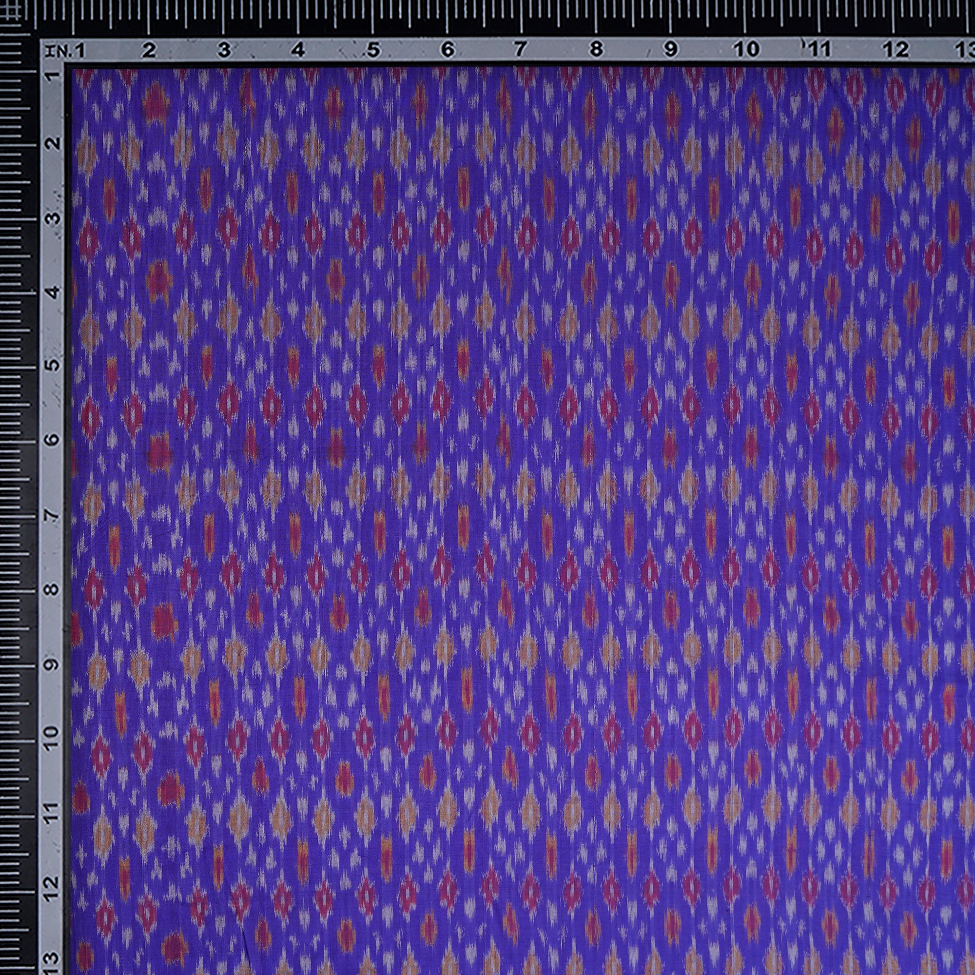 Blue Handwoven Pure Silk-Cotton (Sico) Ikat Fabric