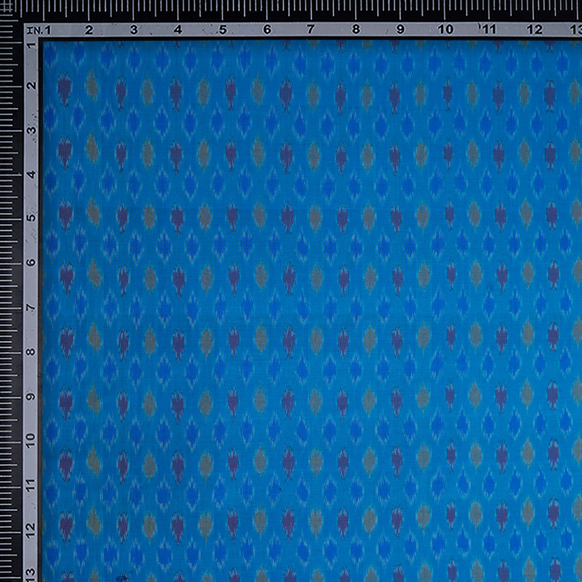 Light Blue Handwoven Pure Silk-Cotton (Sico) Ikat Fabric