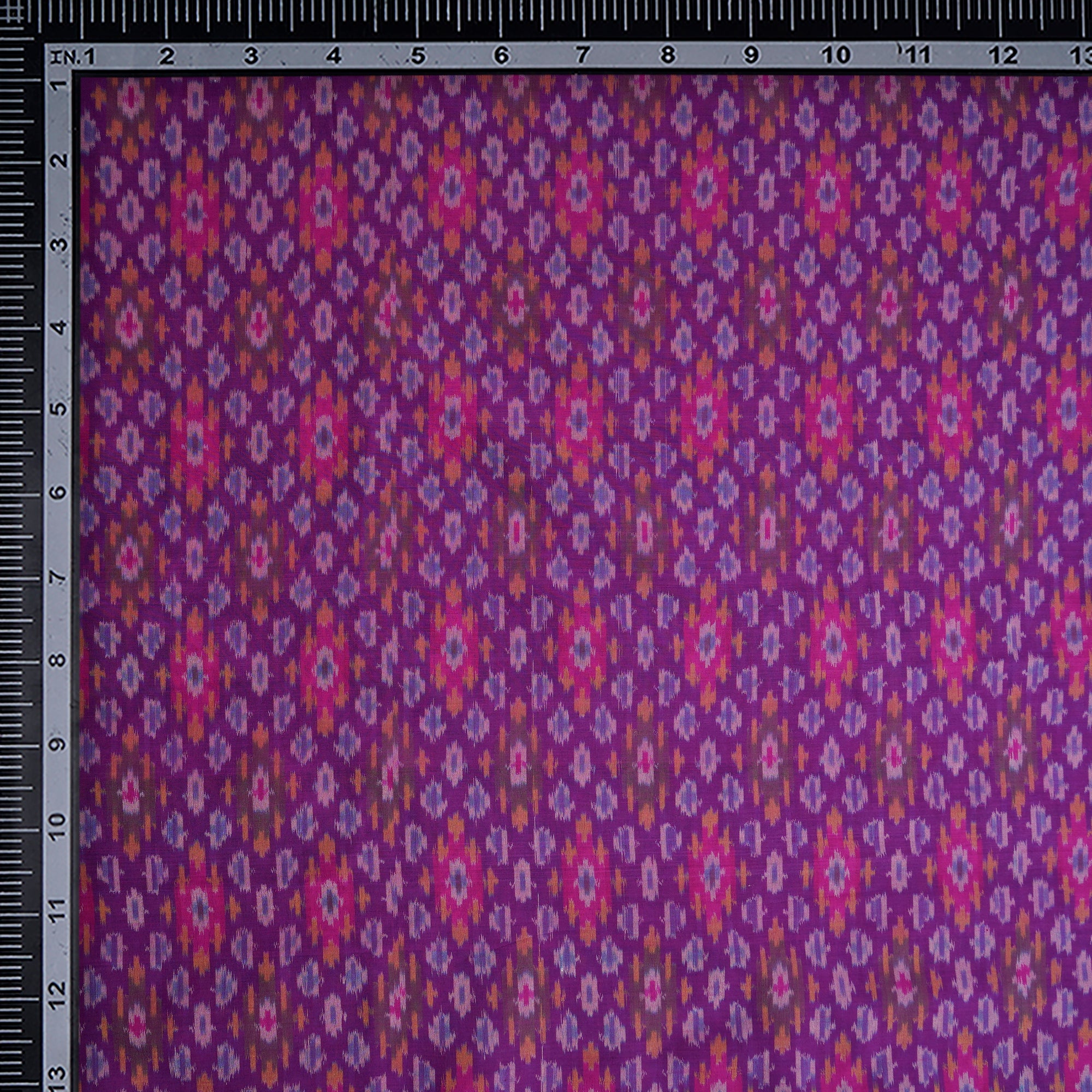 Purple Handwoven Pure Silk-Cotton (Sico) Ikat Fabric