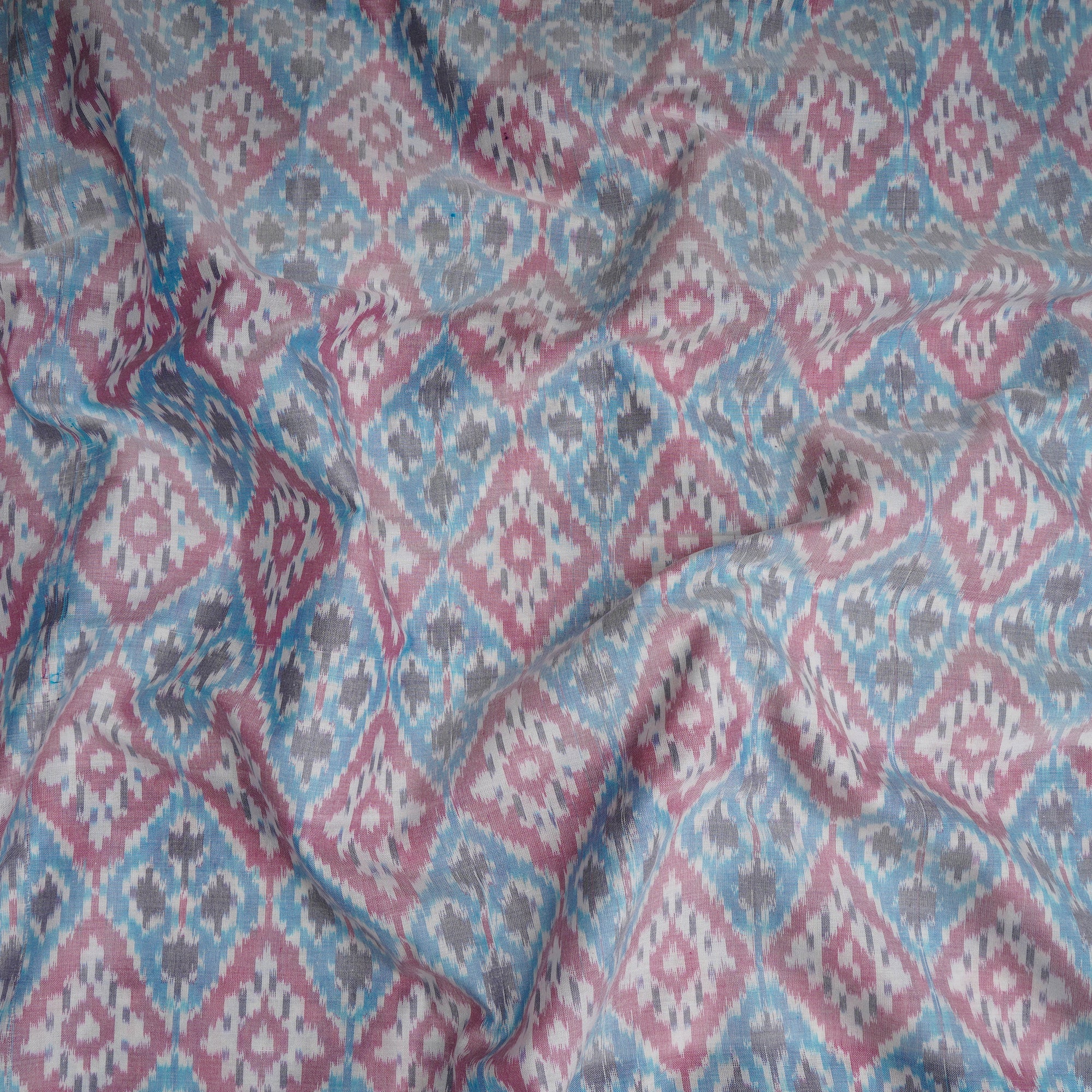 Norse Blue Handwoven Pure Silk-Cotton (Sico) Ikat Fabric