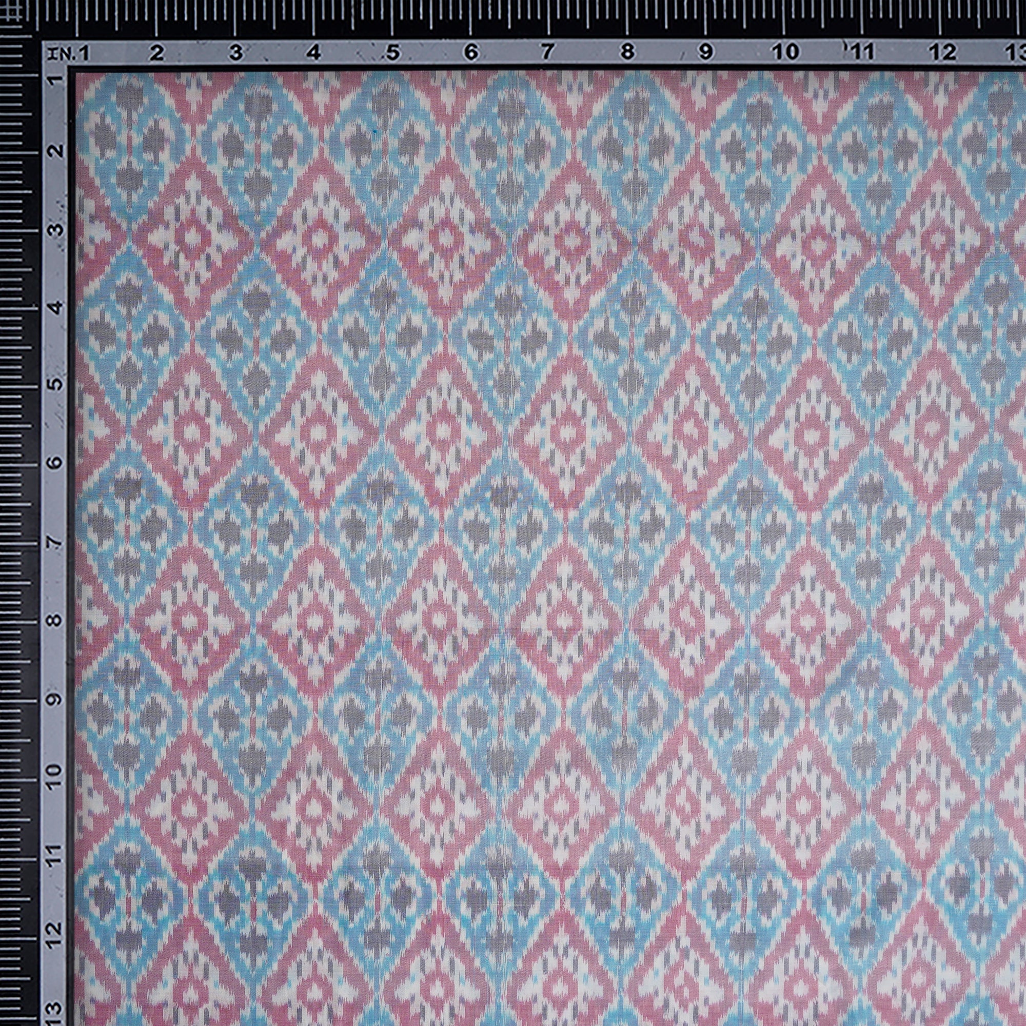 Norse Blue Handwoven Pure Silk-Cotton (Sico) Ikat Fabric