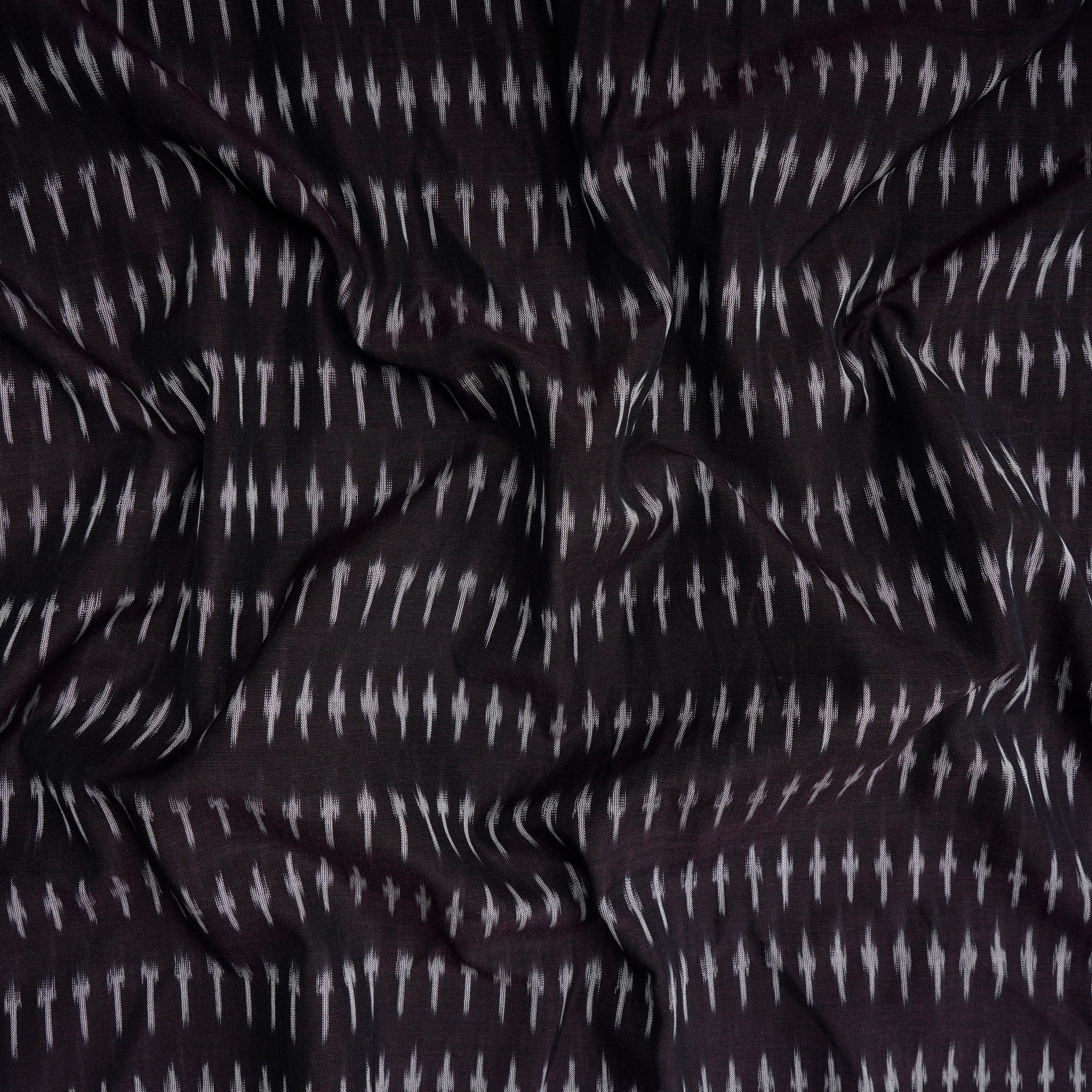 Black Handwoven Mercerised Cotton Ikat Fabric (44" Width)