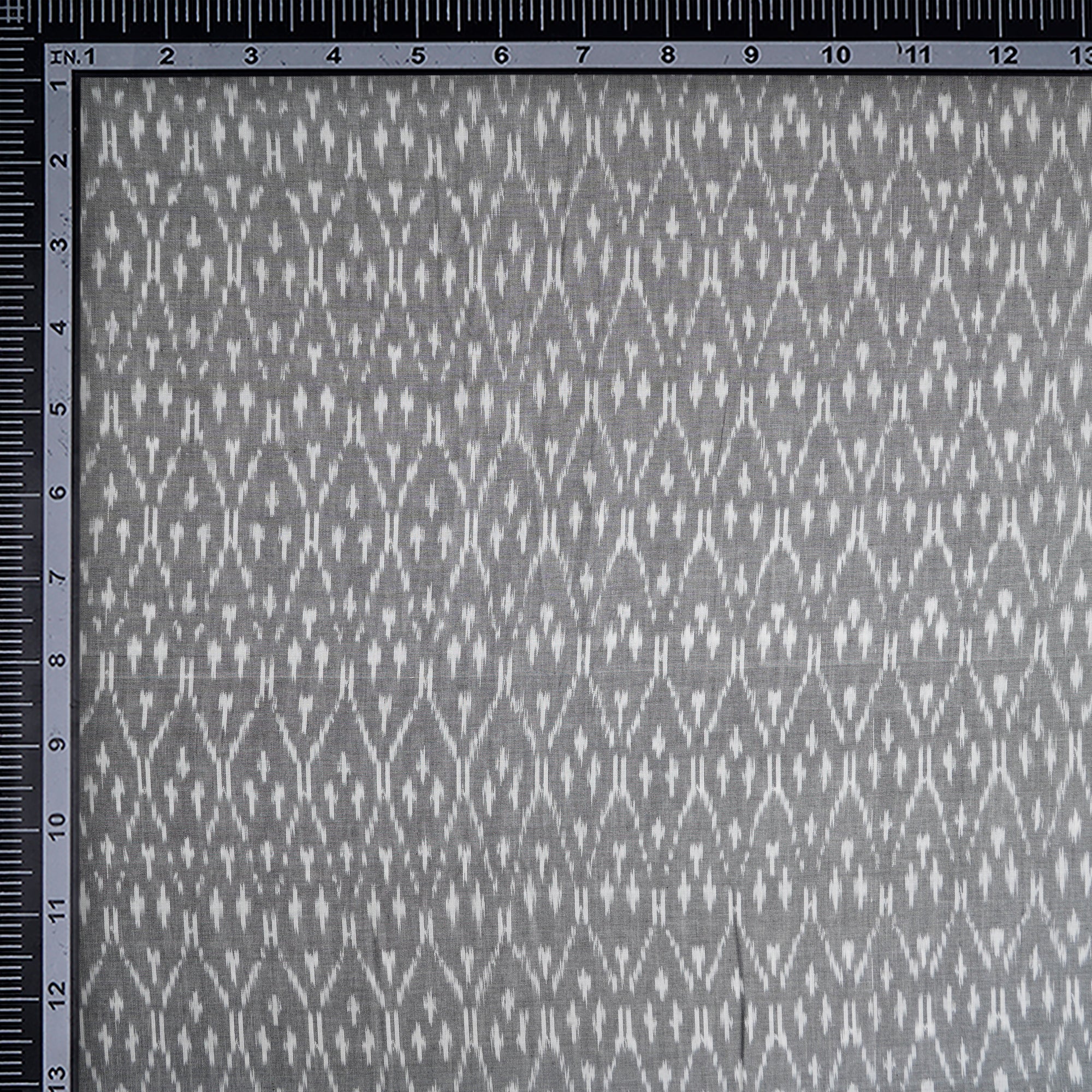 Grey Handwoven Mercerised Cotton Ikat Fabric (44" Width)