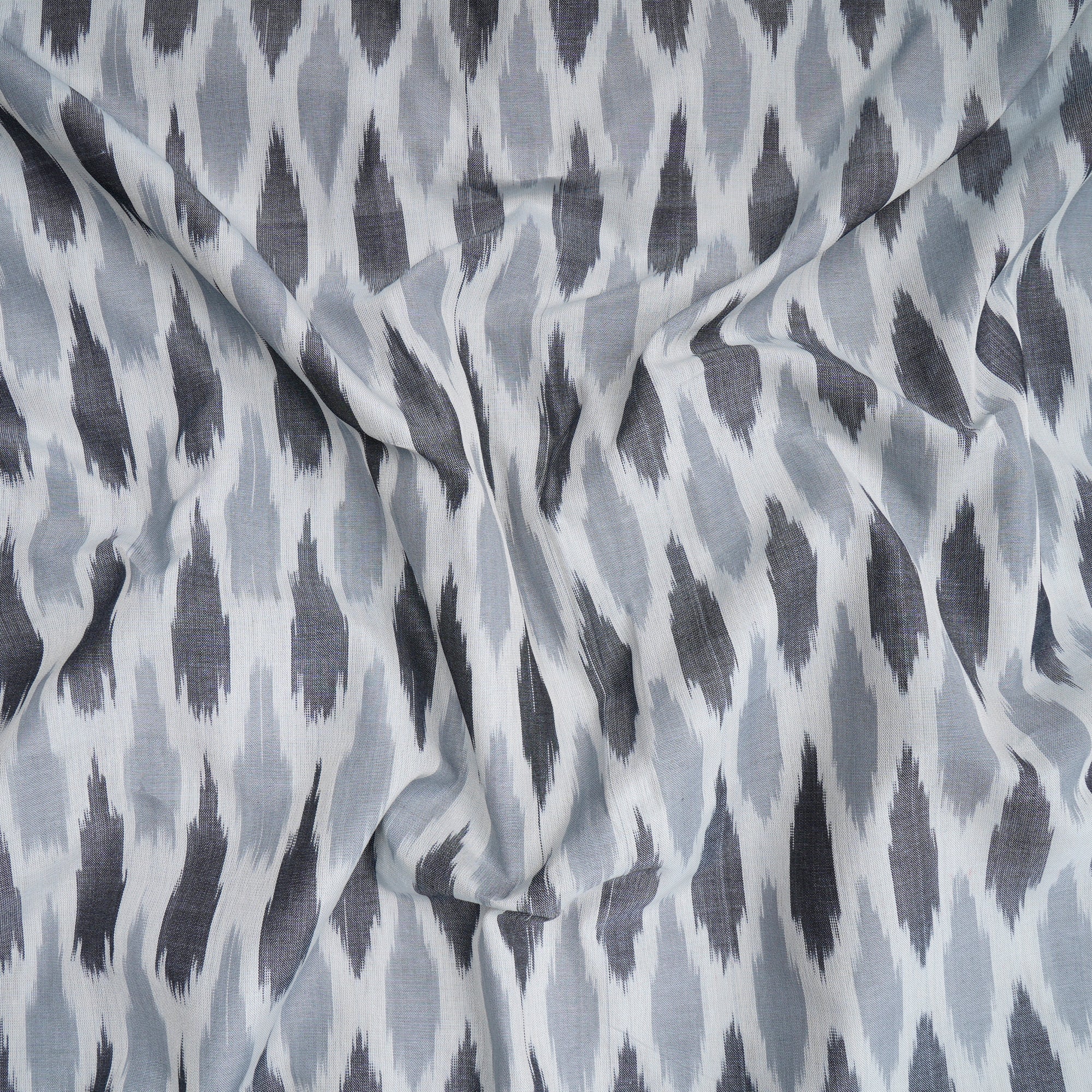 Grey Handwoven Mercerised Cotton Ikat Fabric (44" Width)