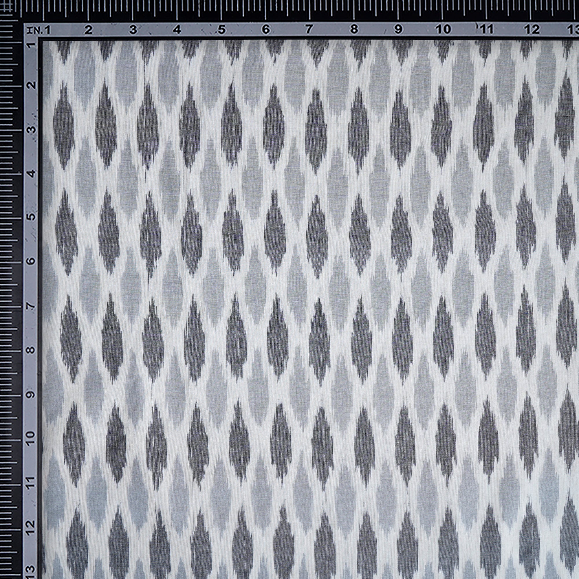 Grey Handwoven Mercerised Cotton Ikat Fabric (44" Width)