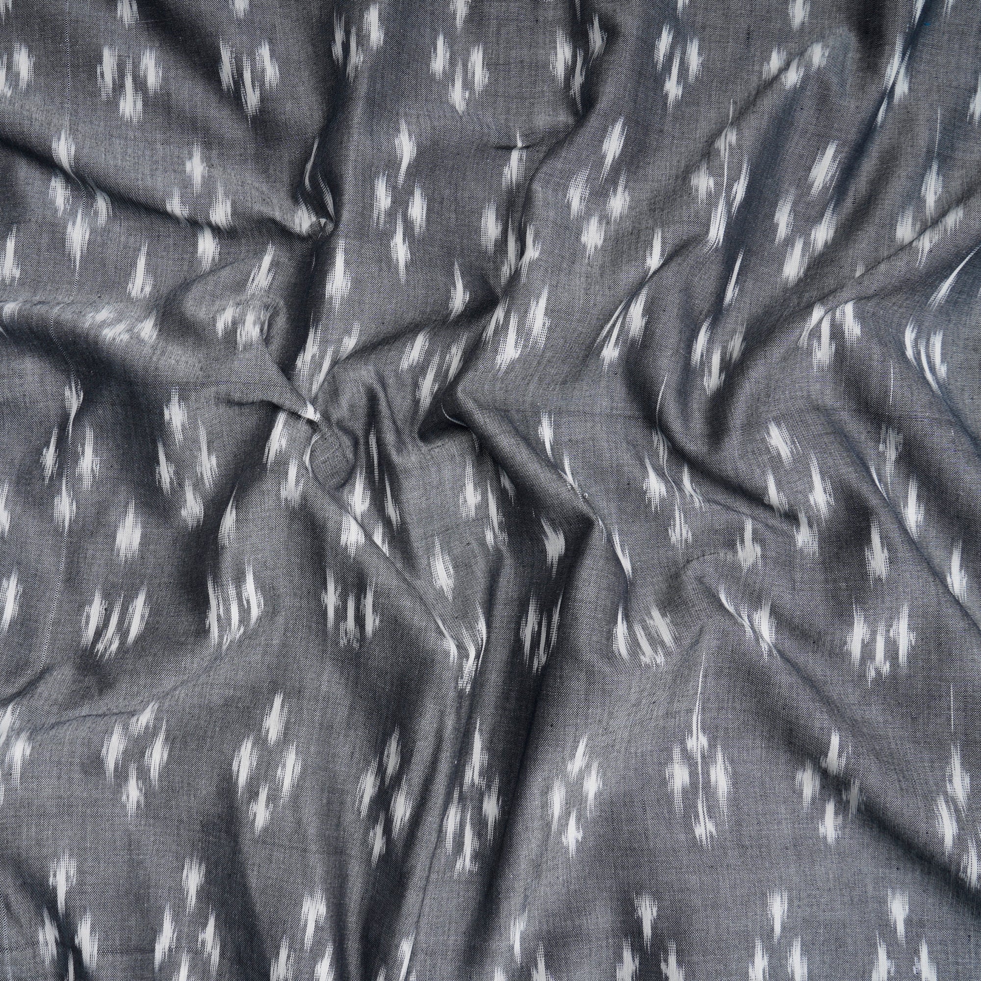 Grey Handwoven Mercerised Cotton Ikat Fabric (44" Width)