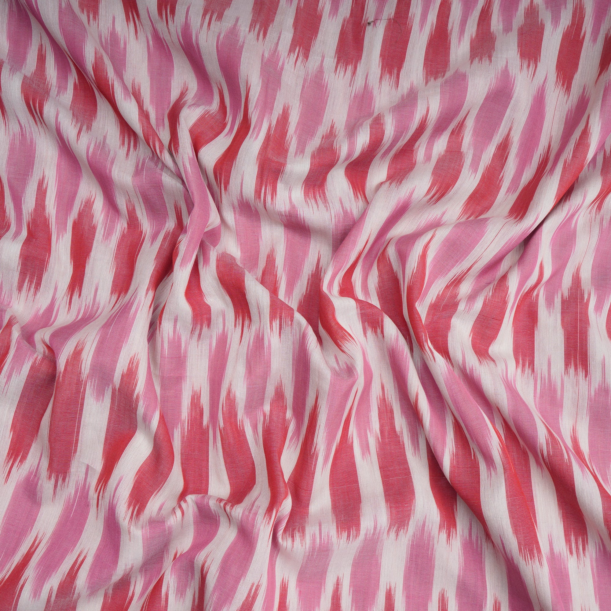 Light Pink Handwoven Mercerised Cotton Ikat Fabric (44" Width)