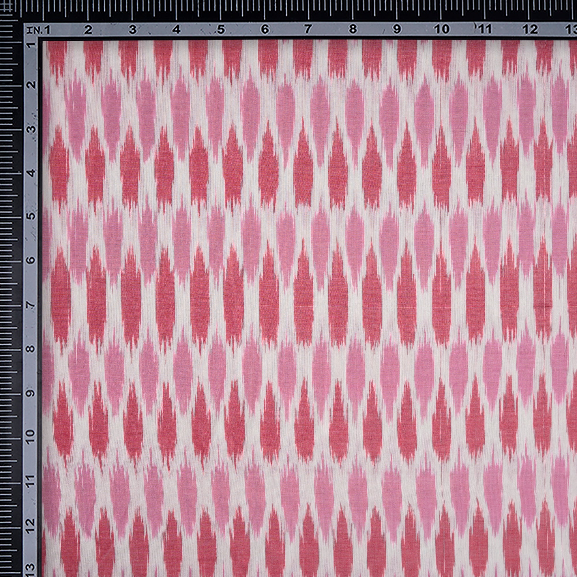 Light Pink Handwoven Mercerised Cotton Ikat Fabric (44" Width)